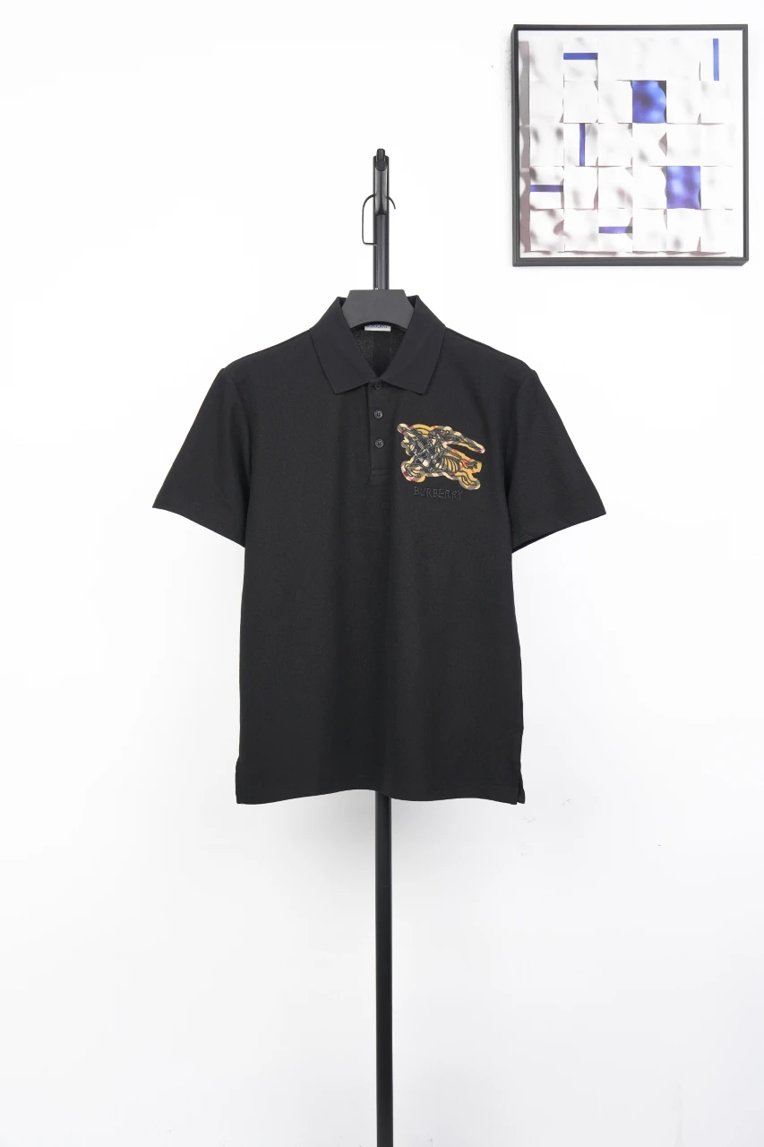 Burberry Black Check Equestrian Knight Embroidered Polo Shirt product photo from LabelPicks