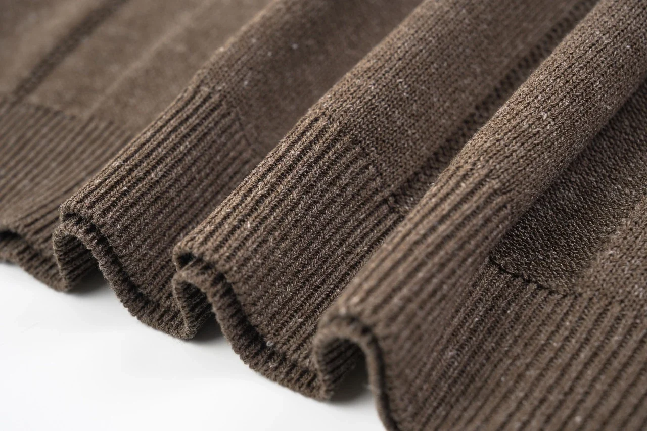 Brunello Cucinelli Brown Linen-Blend Ribbed Polo Shirt product photo from LabelPicks