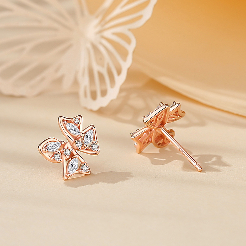 Twisted knot bow earrings for women, made of 925 sterling silver, fashionable, lightweight, and luxurious, with a unique and stylish design featuring floral patterns, exuding an elegant aura