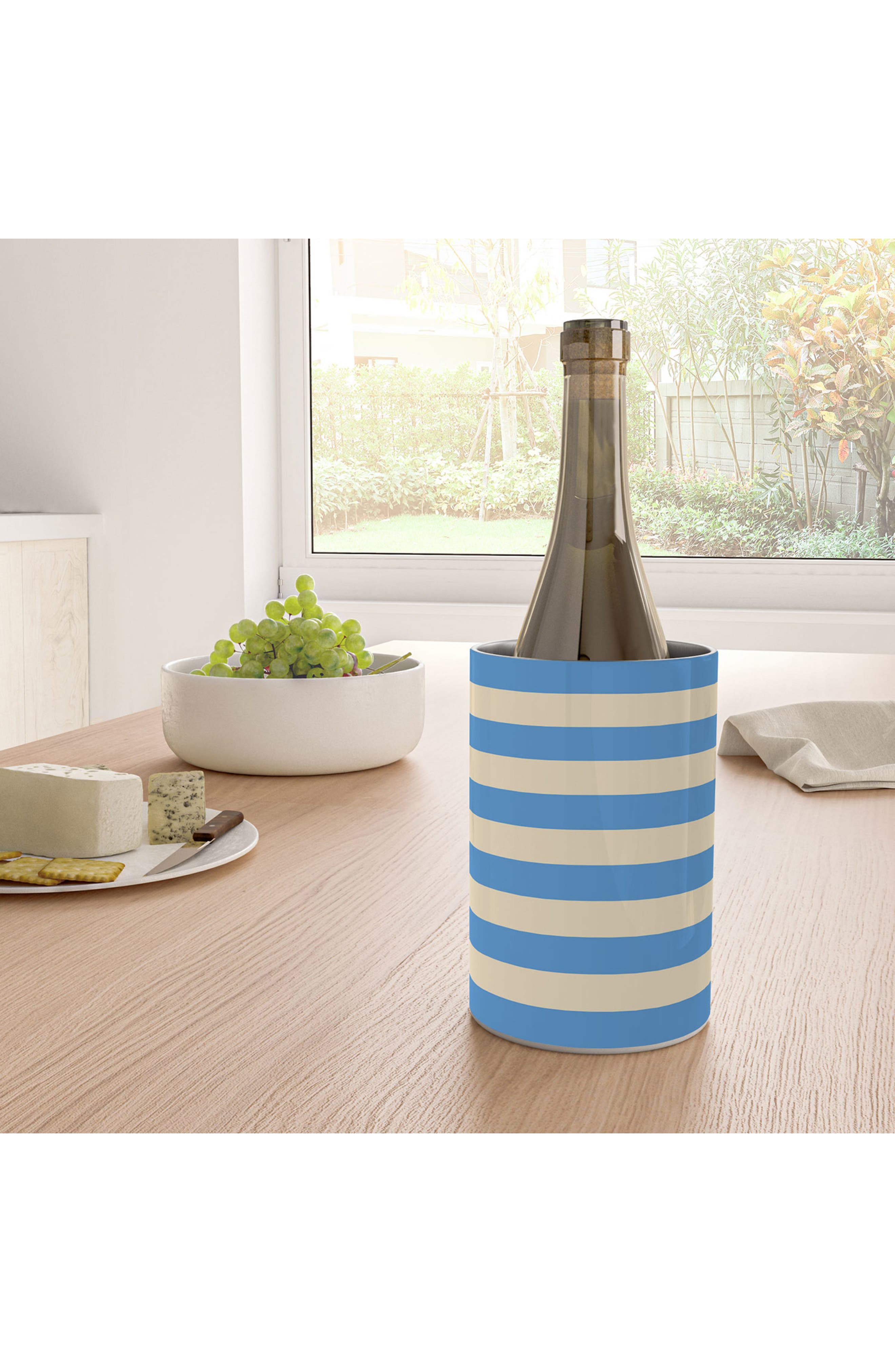 Deny Designs Blue and White Stripe Stainless Steel Wine Chiller