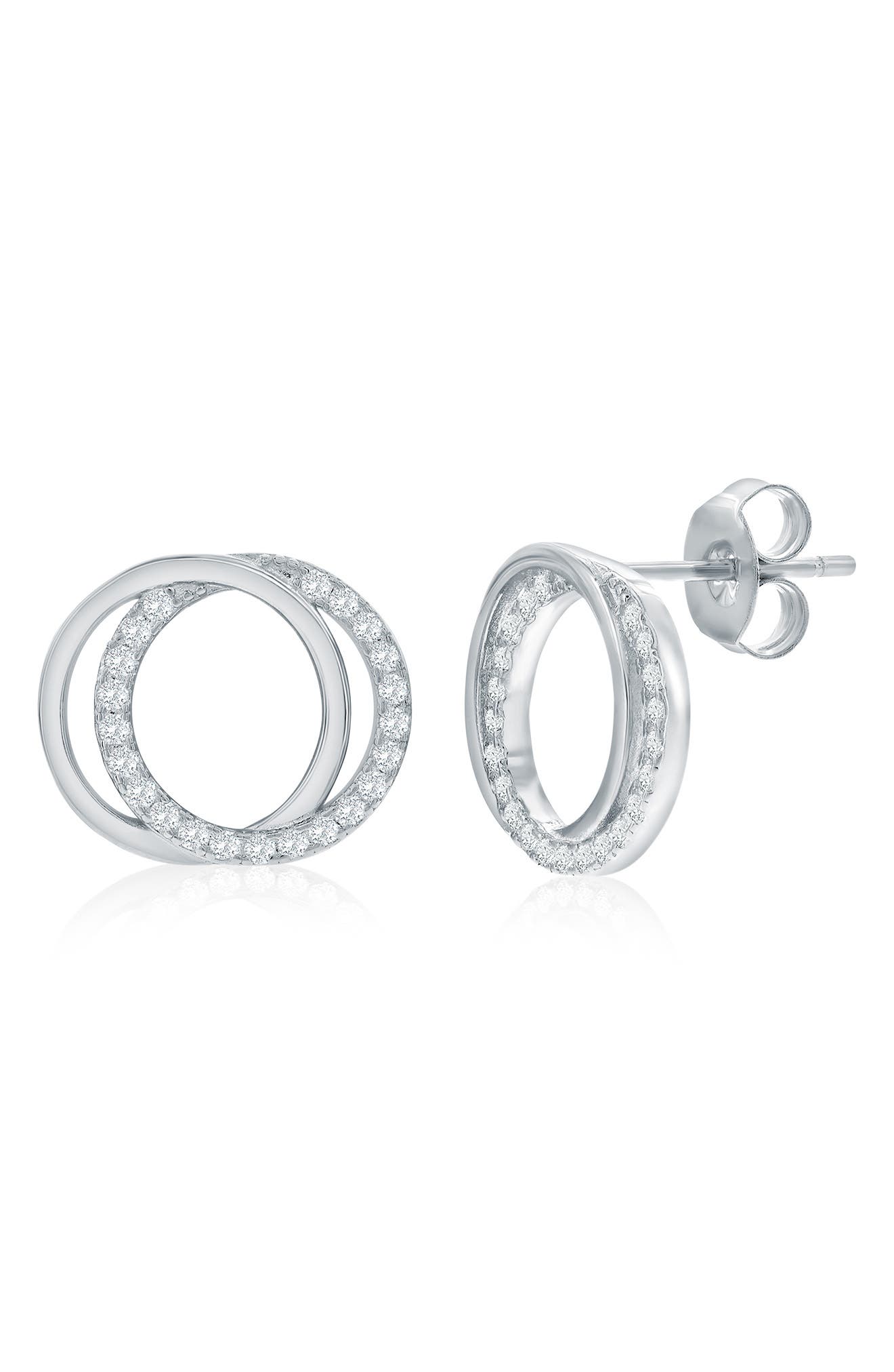 SIMONA Cubic Zirconia Interlocking Circle Stud Earrings & Pendant Necklace Set