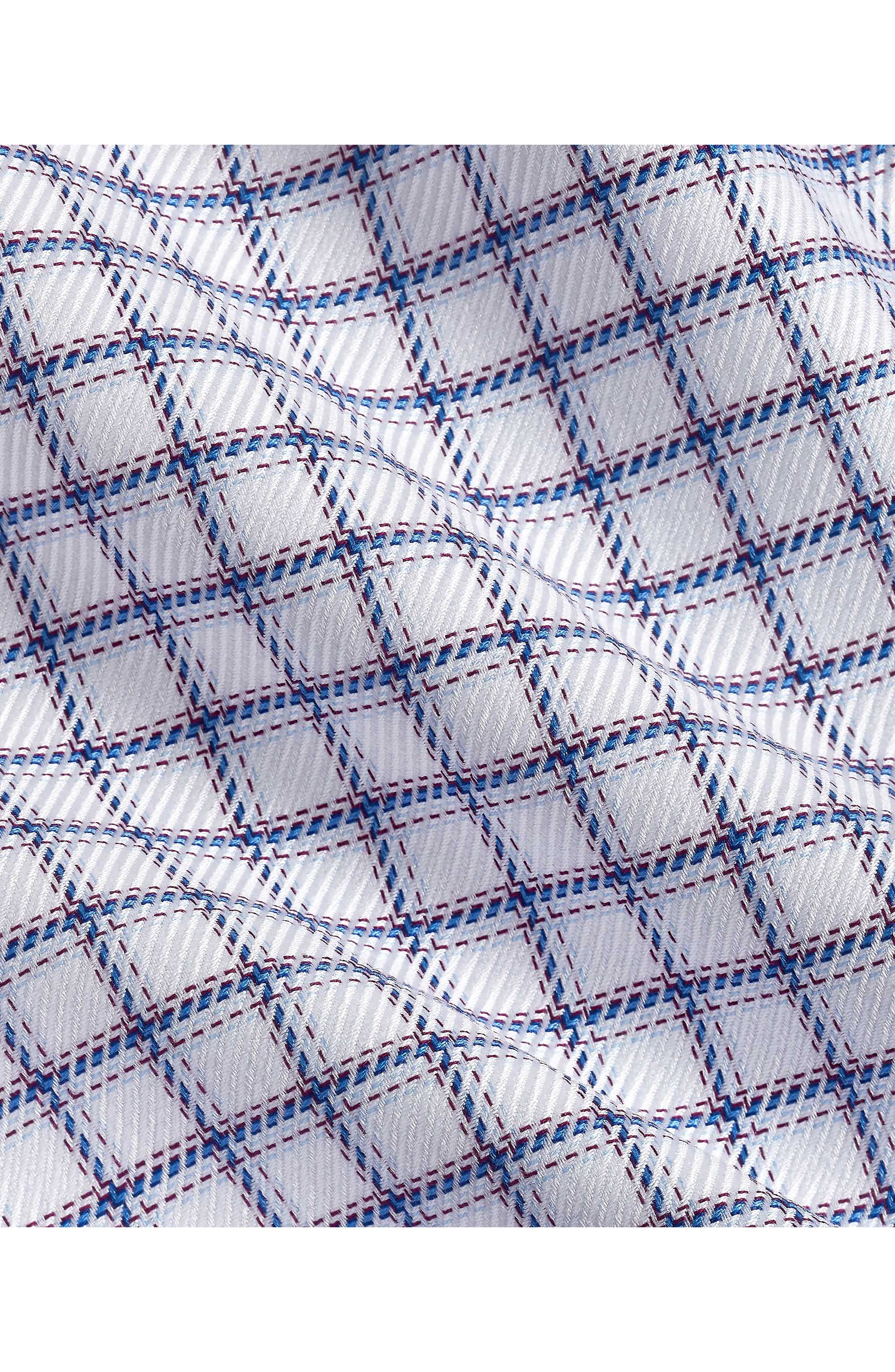 David Donahue Regular Fit Windowpane Check Cotton Dobby Dress Shirt