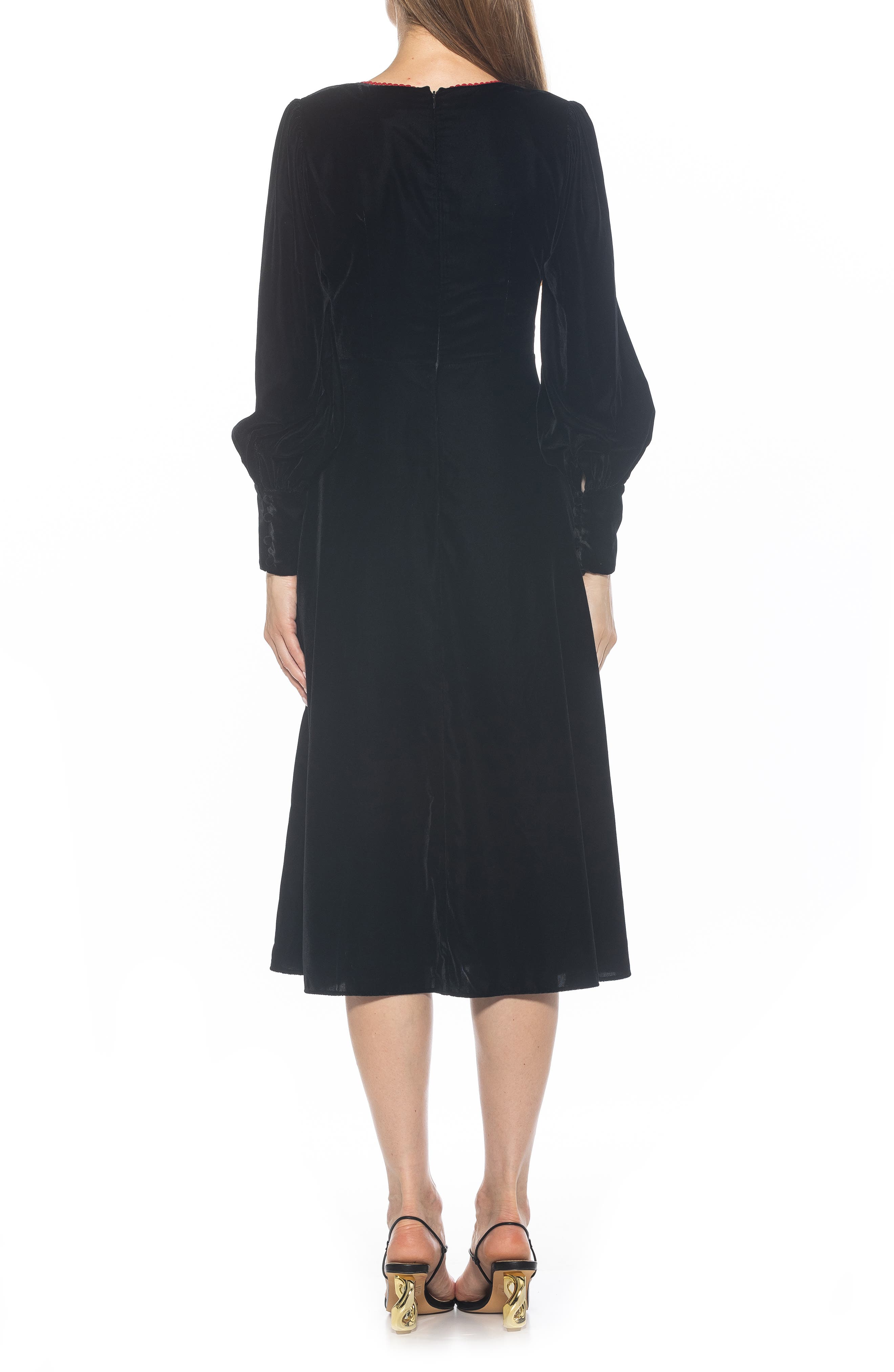 Alexia Admor Willa Bishop Sleeve Velour Dress