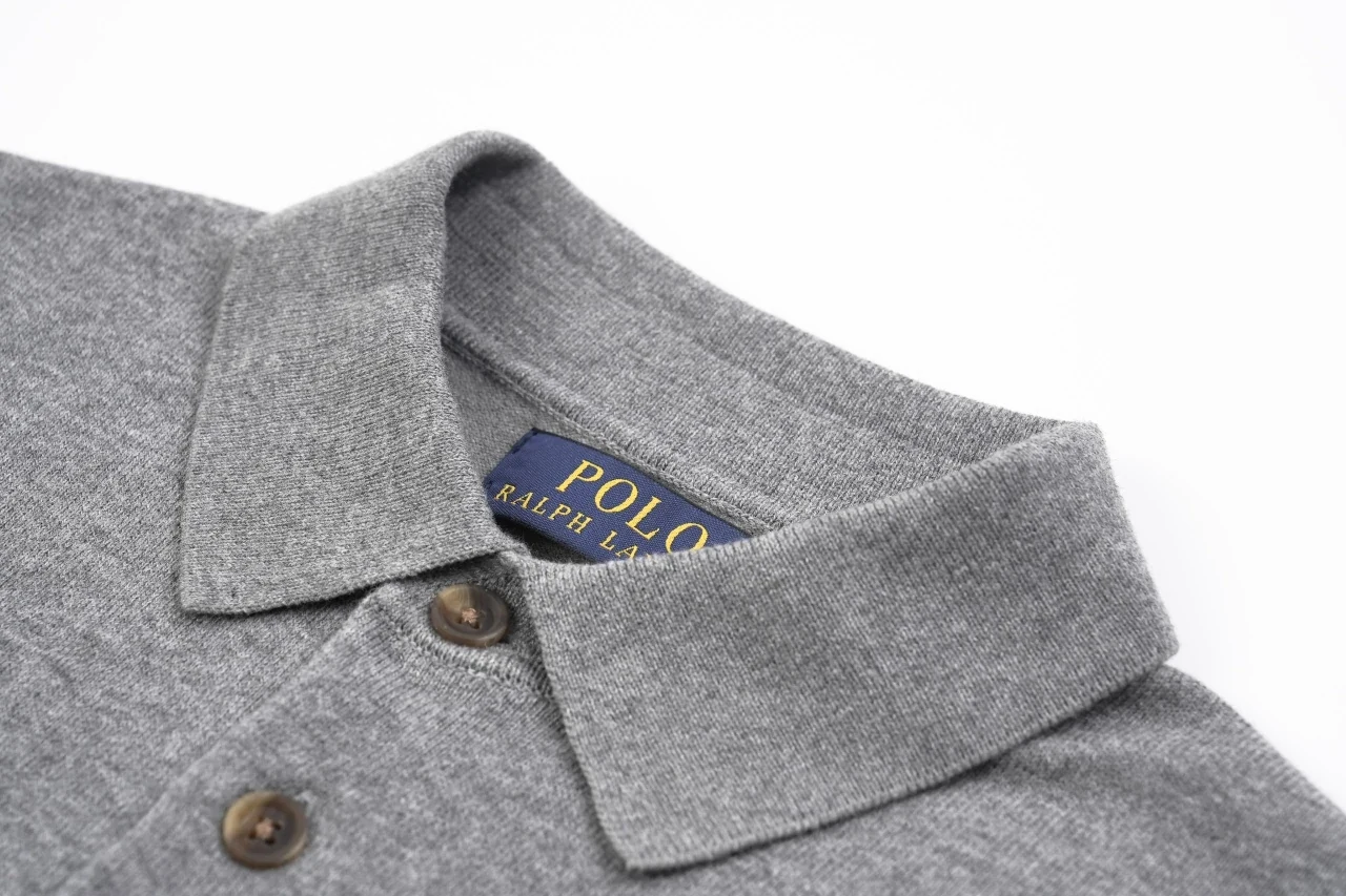 Ralph Lauren Grey Pony Embroidered Plain Knit Polo Shirt product photo from LabelPicks