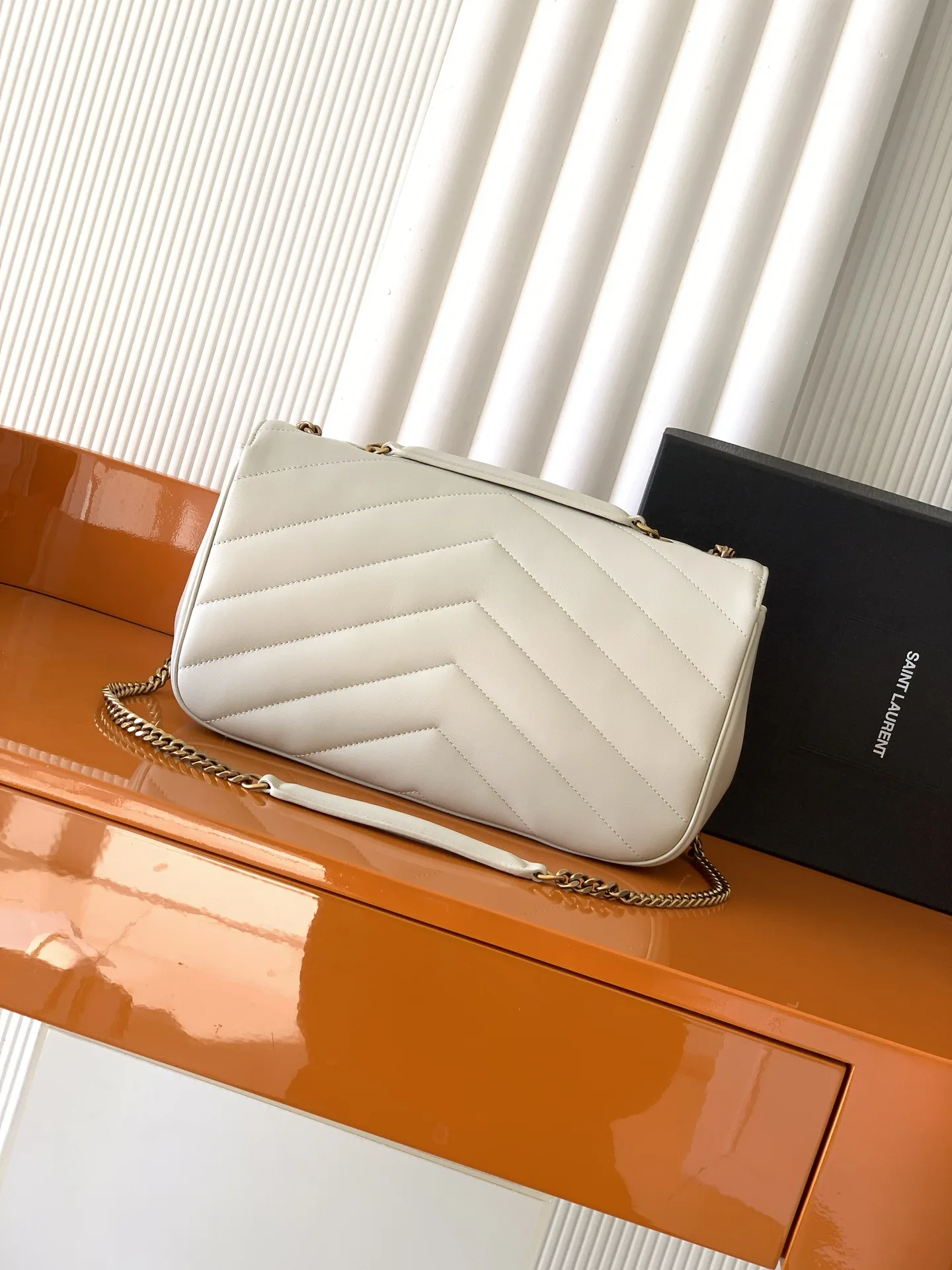Saint Laurent White Loulou Lambskin Shoulder Bag product photo from LabelPicks