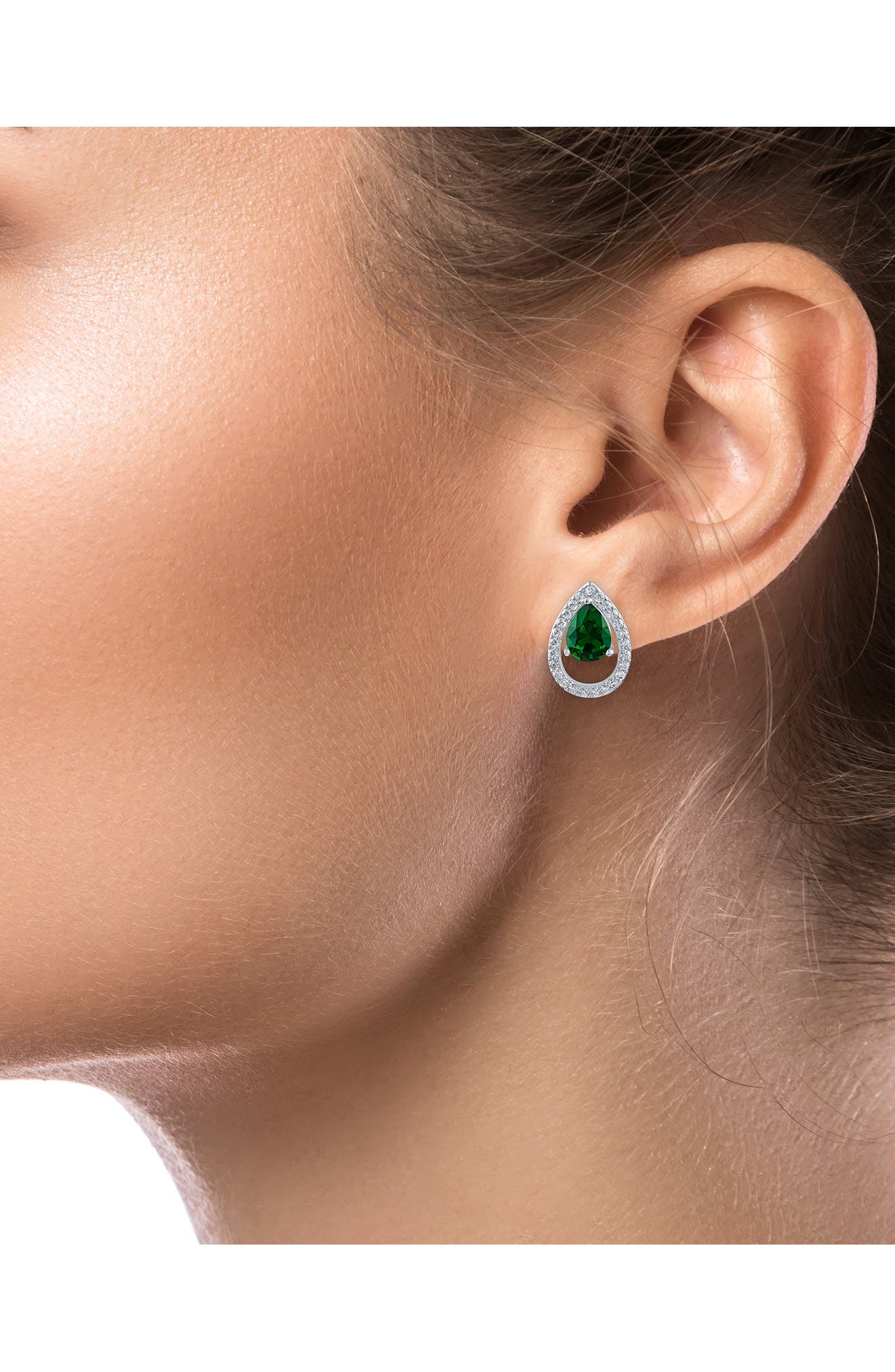CZ by Kenneth Jay Lane CZ Pavé Halo Teardrop Stud Earrings