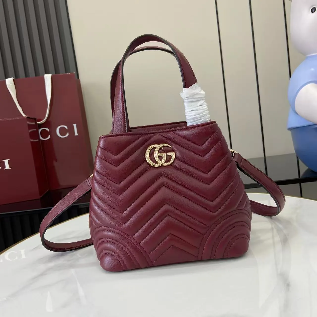 Gucci Red Marmont GG Supreme Canvas Tote Bag product photo from LabelPicks
