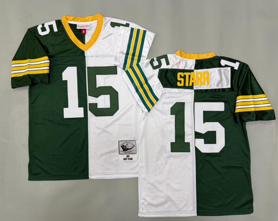 Bart Starr Green Bay Packers Authentic split Throwback Retired Player Jersey