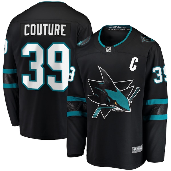 Logan Couture San Jose Sharks  Alternate Premier Breakaway Player Captain Jersey - Black/Teal