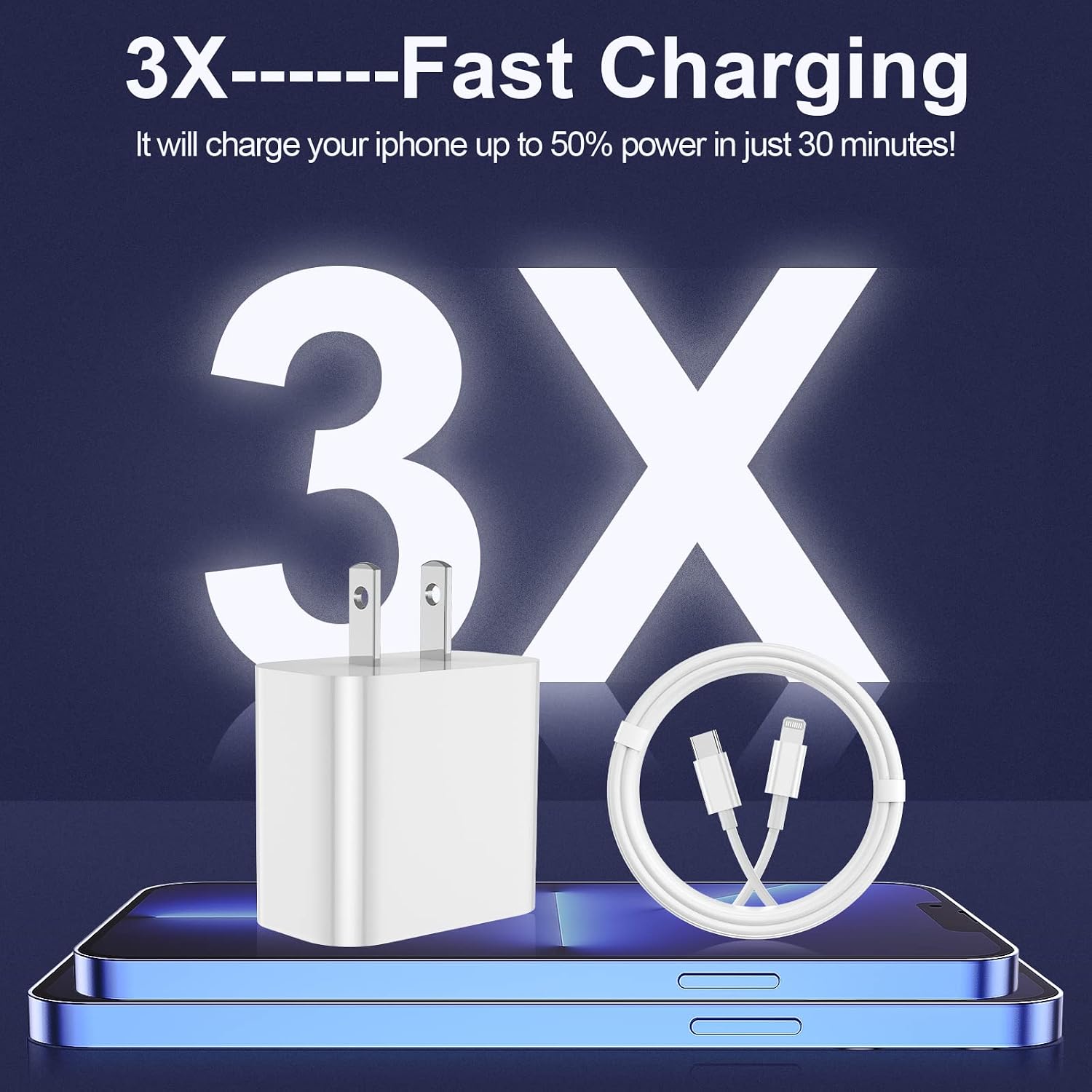 iPhone Charger Fast Charging, USB C Charger Block, 6FT/10FT Lightning Cable for iPhone