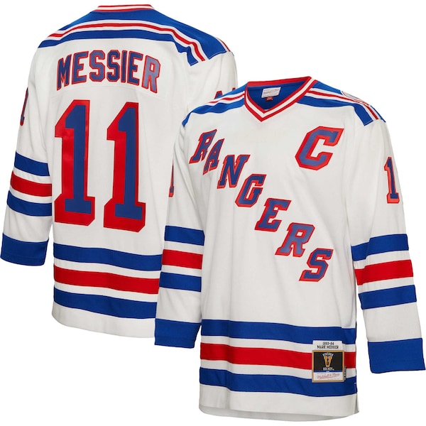 Mark Messier New York Rangers Captain Patch 1993/94 Blue Line Player Jersey - White/Blue