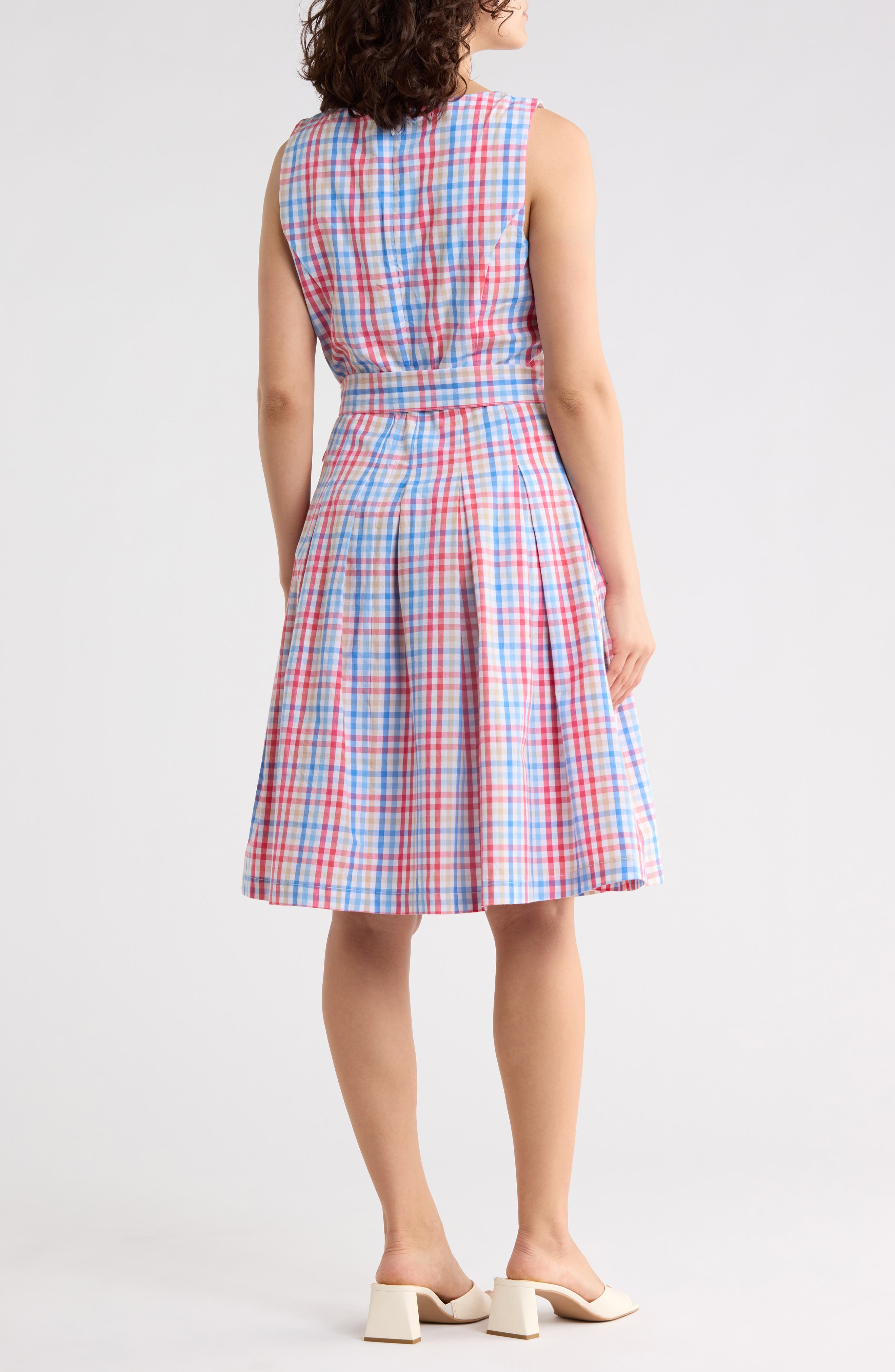Tommy Hilfiger Gingham Sleeveless Cotton Fit & Flare Dress