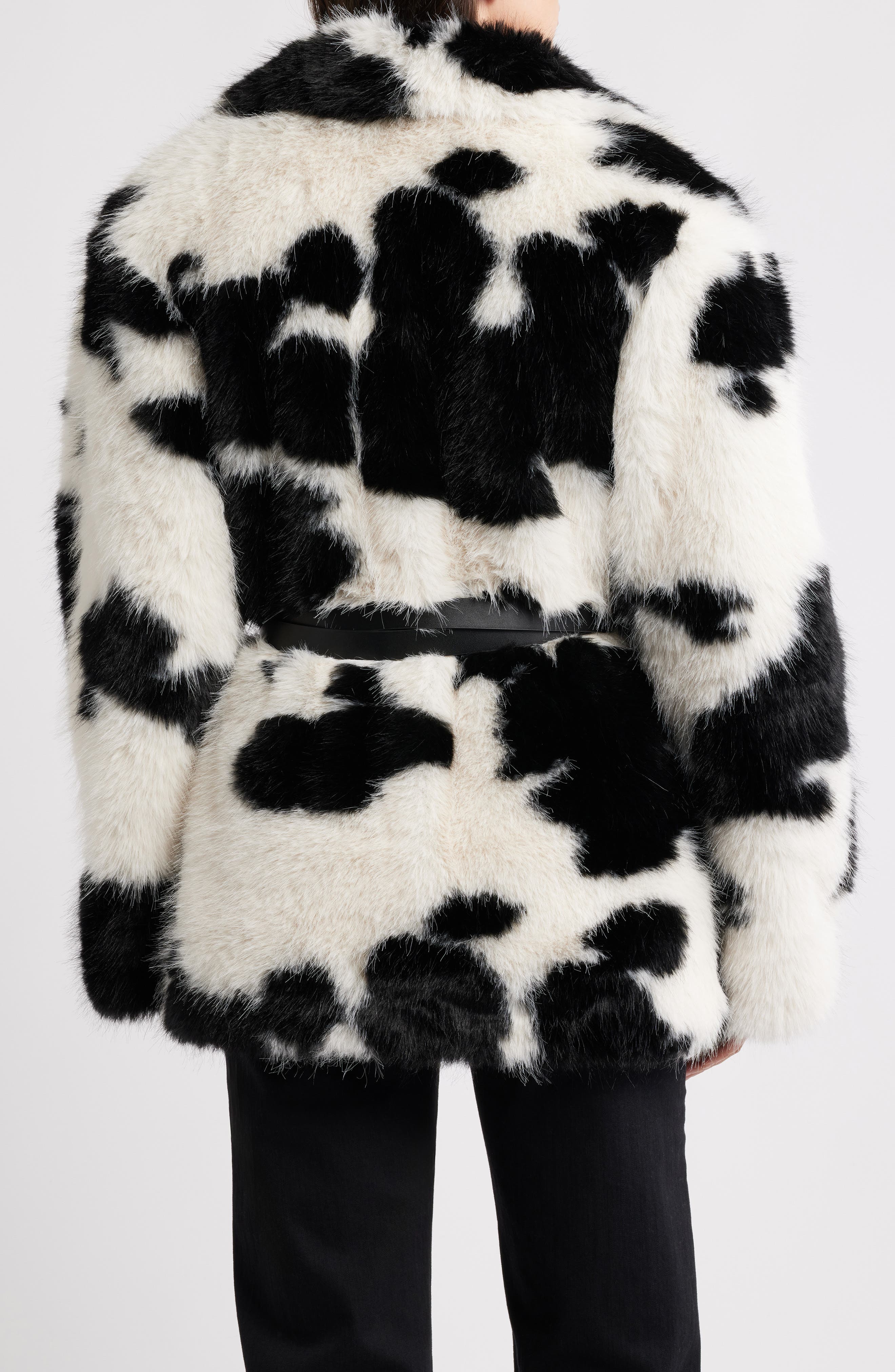 AFRM Livingstone Cow Print Faux Fur Jacket