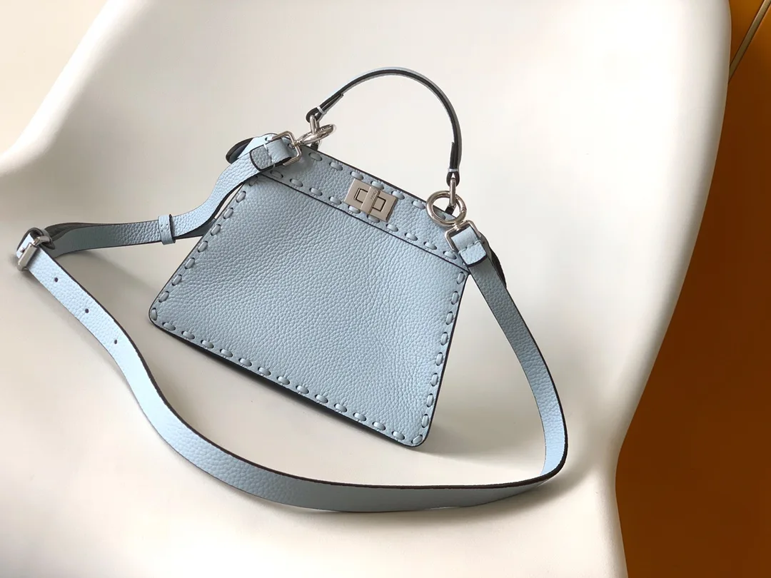 Fendi Peekaboo Blue Calfskin Top Handle Bag product photo from LabelPicks