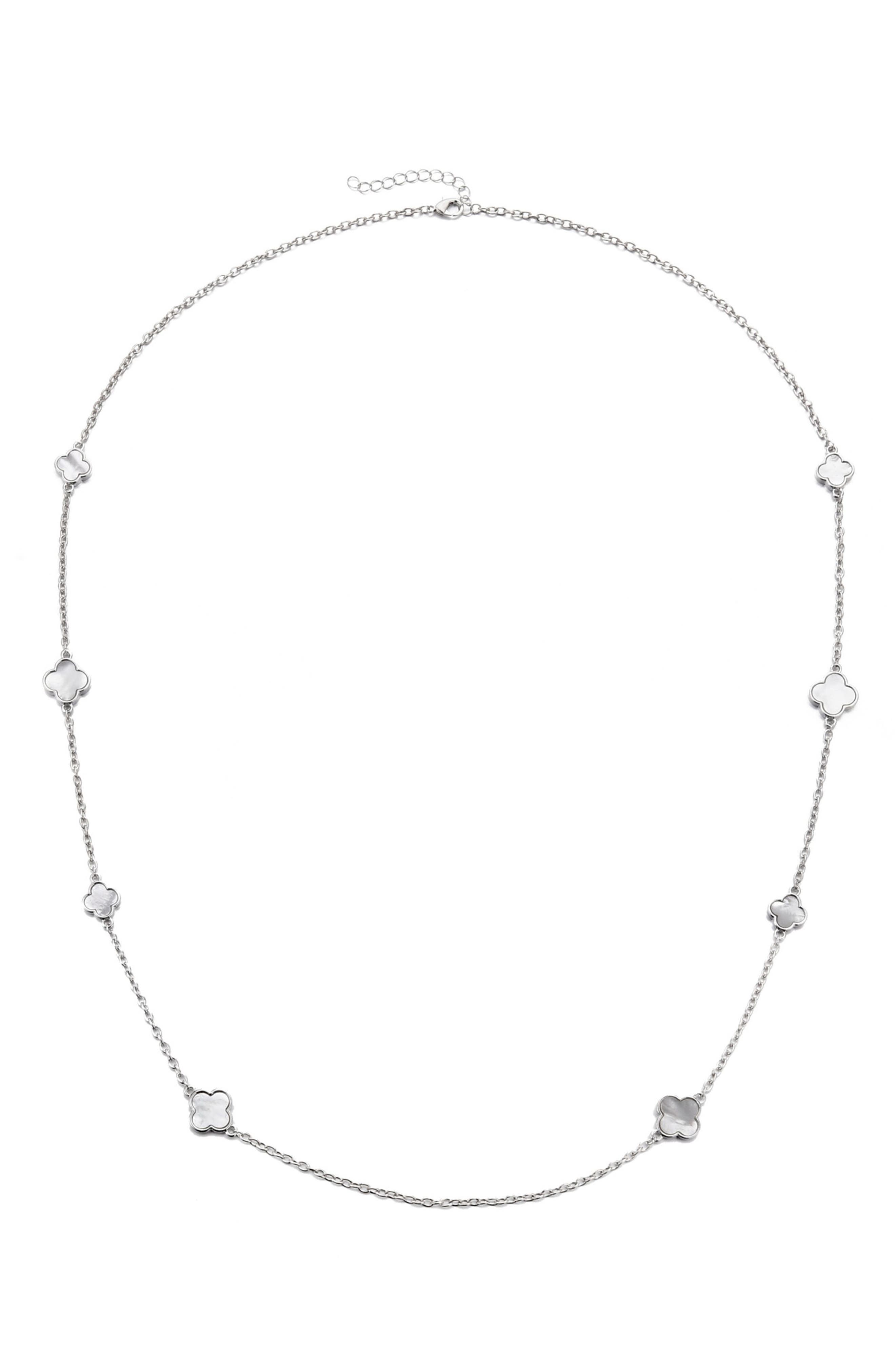 Adornia Mother of Pearl Clover Station Necklace