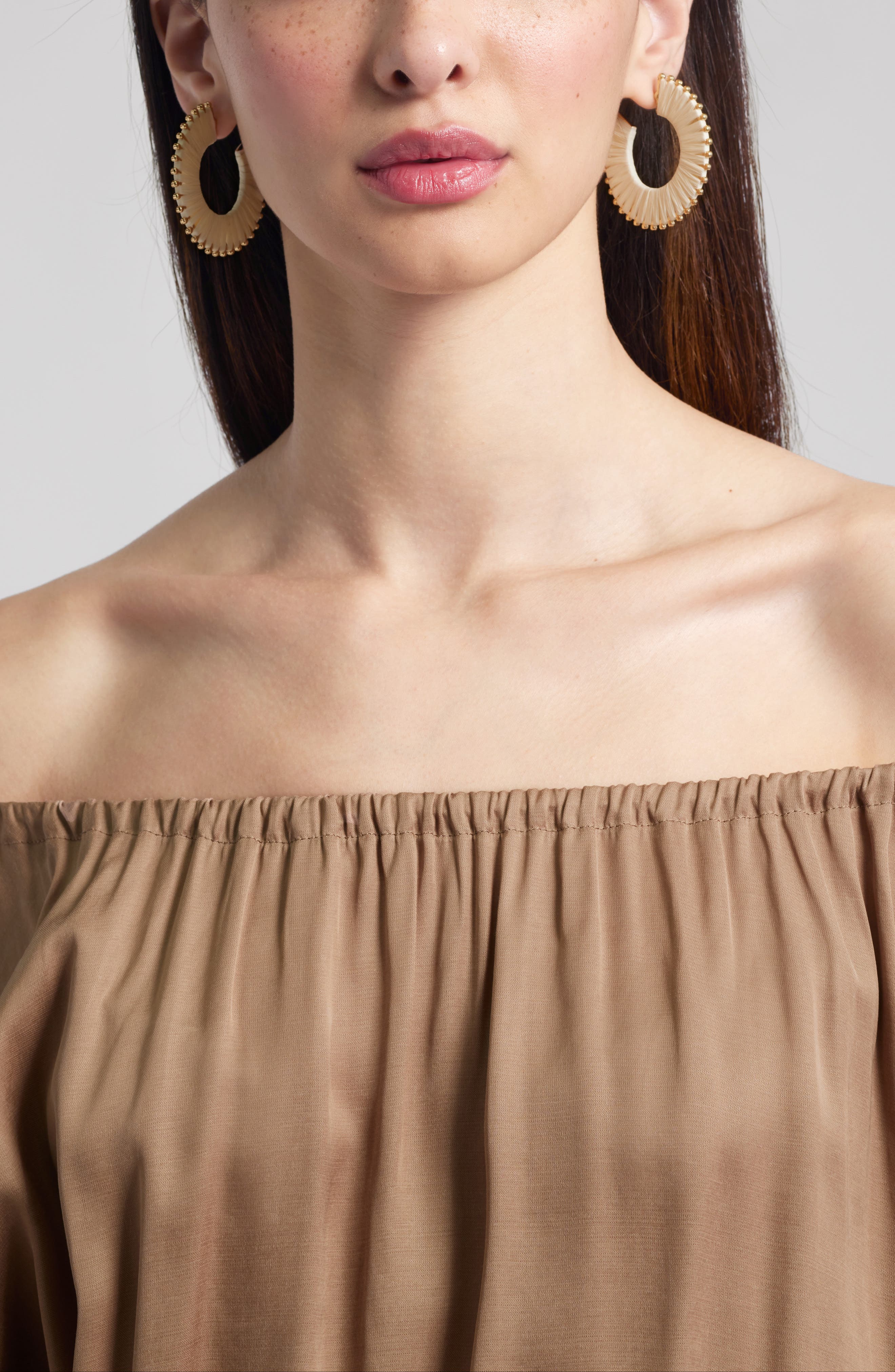 Nordstrom Raffia Wrapped Flat Hoop Earrings