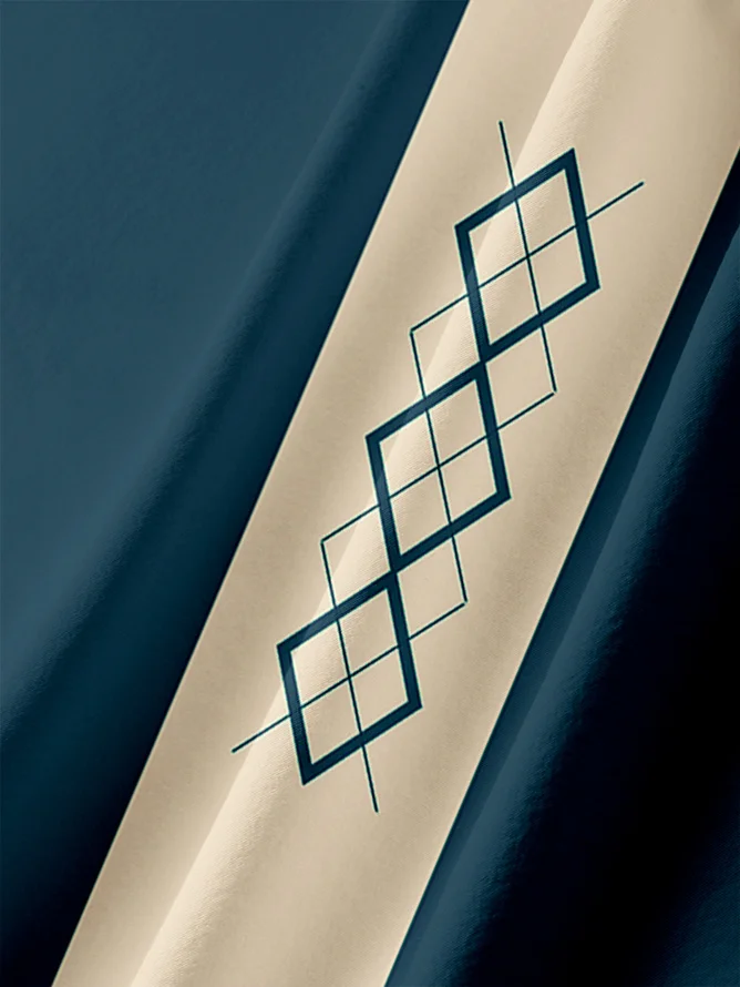 Moisture-wicking Geometric Chest Pocket Bowling Shirt