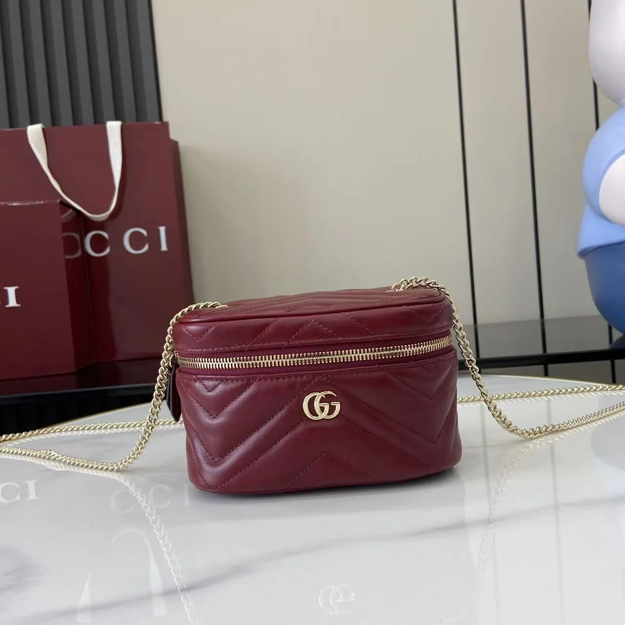 Gucci Red Marmont GG Supreme Canvas Top Handle Bag product photo from LabelPicks