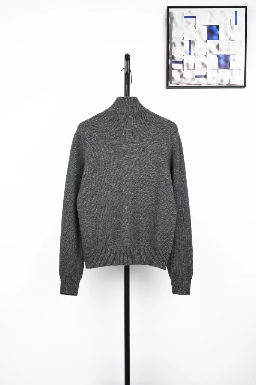 Prada Grey Wool Logo Zip Cardigan product photo from LabelPicks
