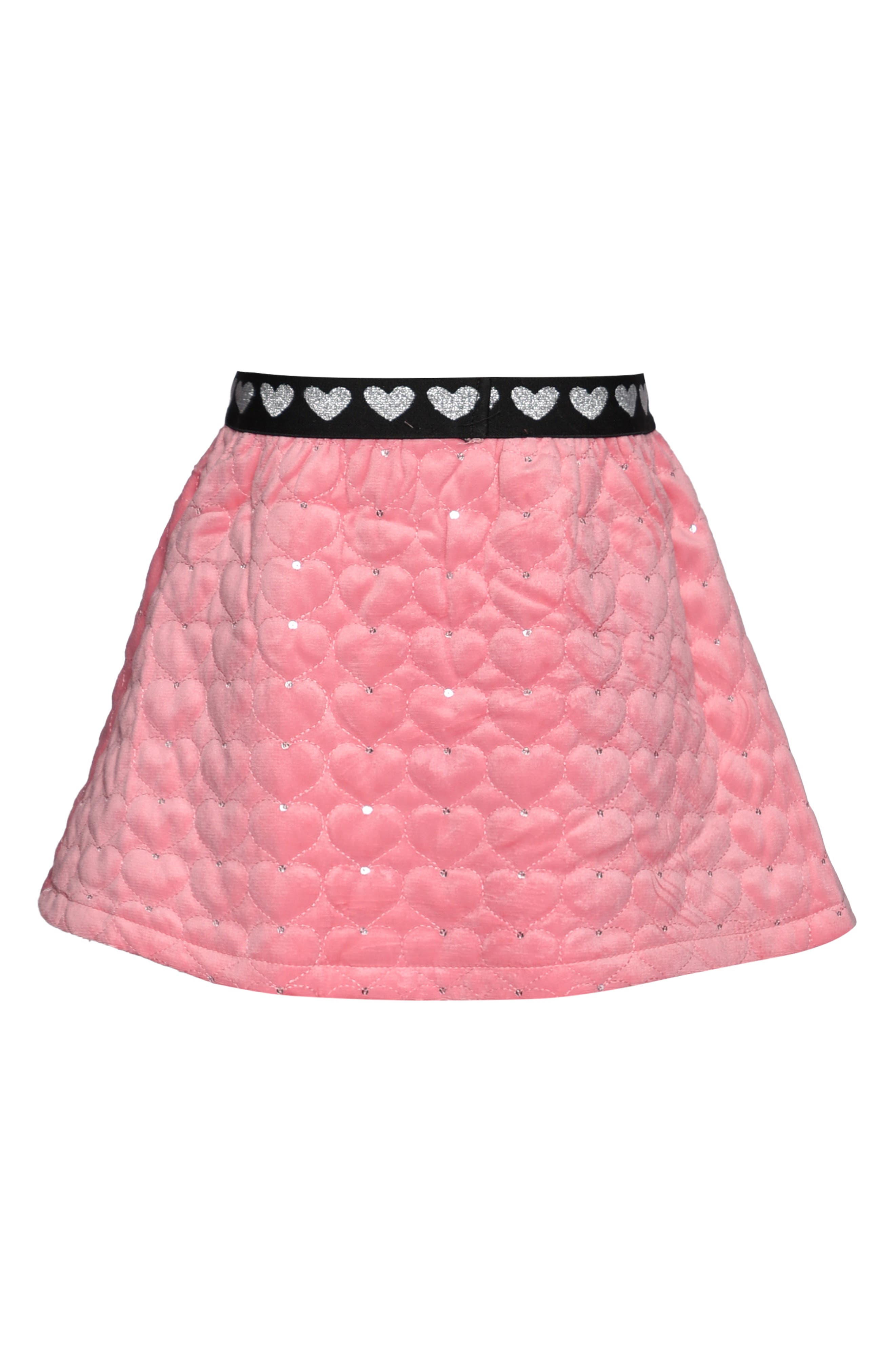 Truly Me Kids' Quilted Rhinestone Heart Skirt