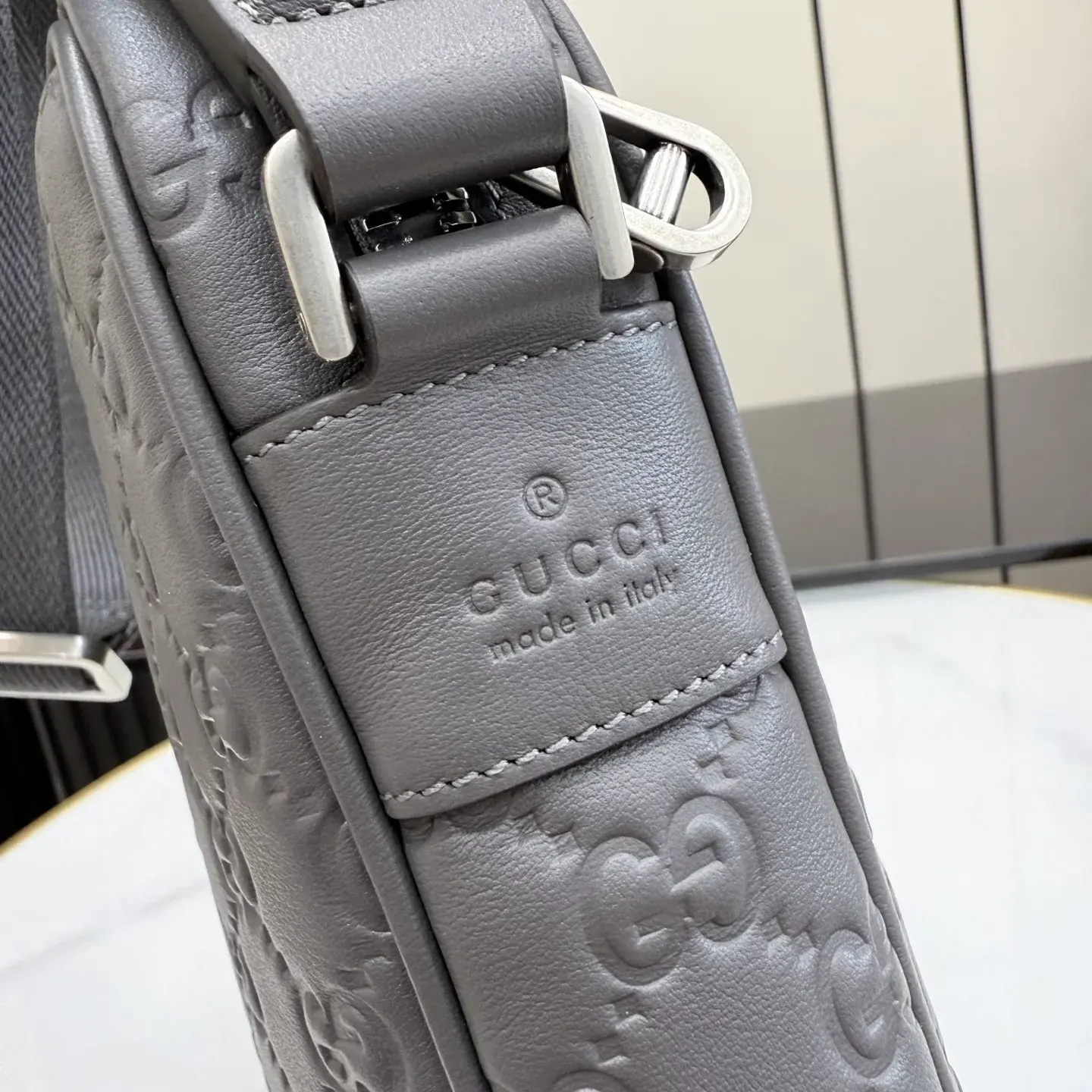 Gucci Grey Smooth Leather Crossbody Bag product photo from LabelPicks