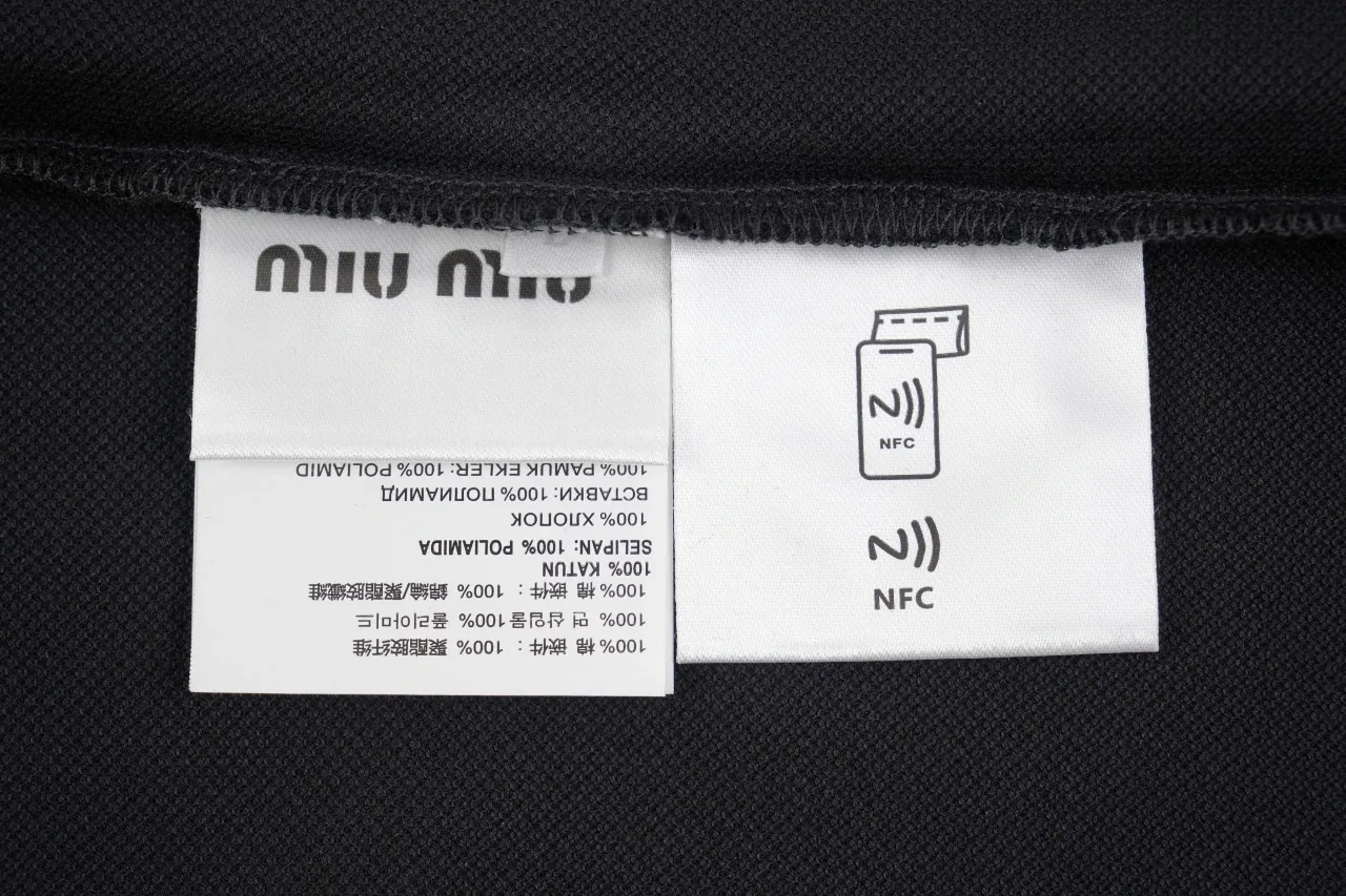 Miu Miu Black Logo Embroidered Long Sleeve Polo Shirt product photo from LabelPicks