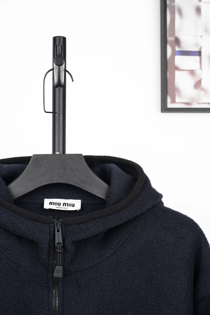 Miu Miu Black Fleece Hooded Zip Jacket product photo from LabelPicks