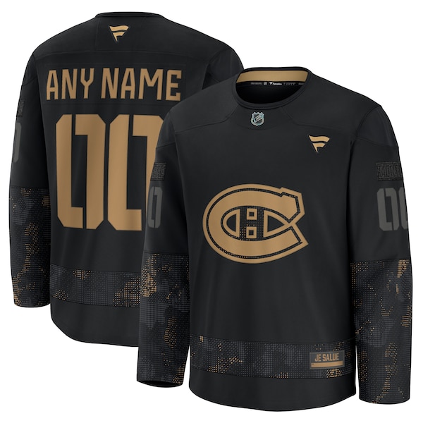 Montreal Canadiens  2024 Military Appreciation Personalized Long Sleeve Practice Jersey - Black