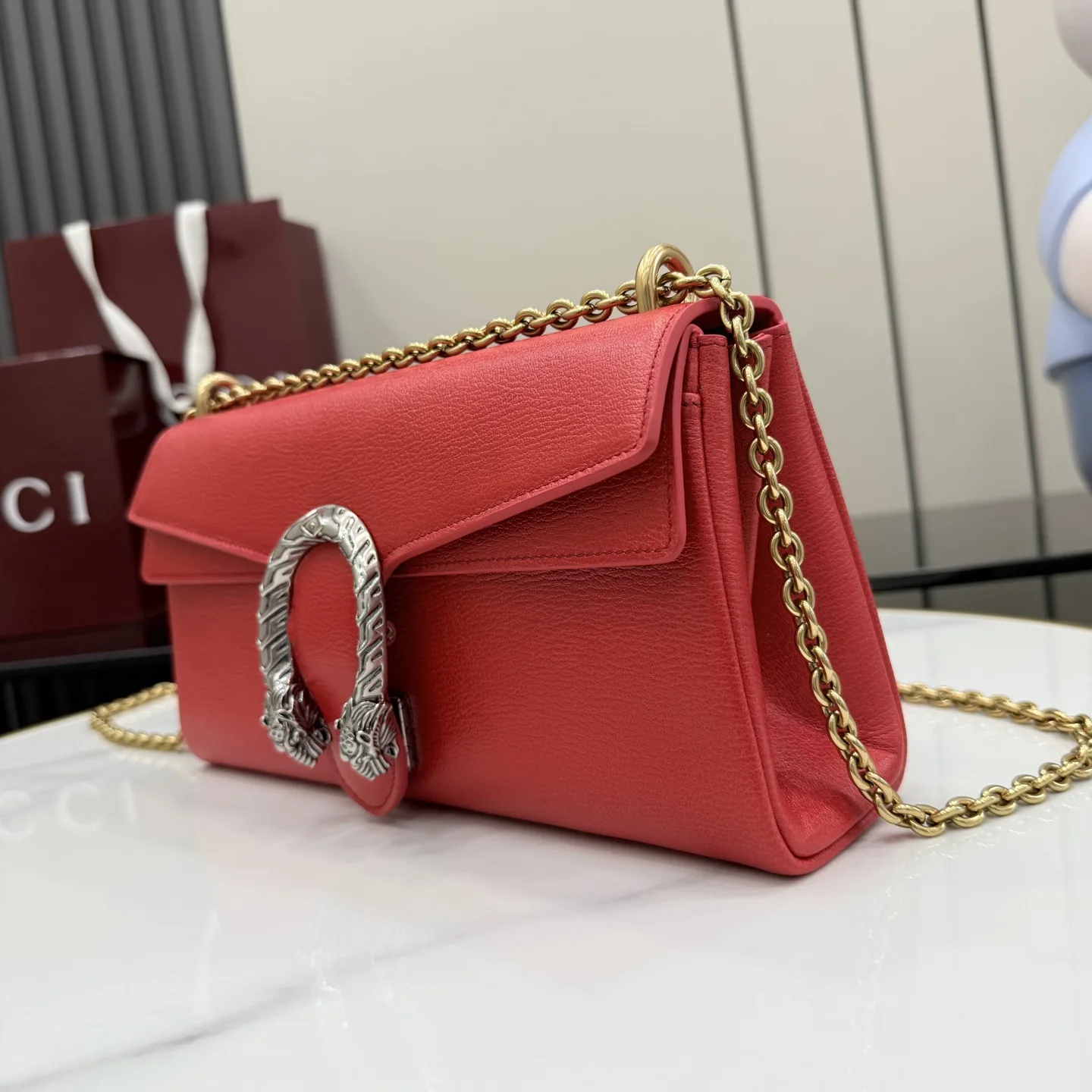 Gucci Dionysus Red Grained Leather Shoulder Bag product photo from LabelPicks