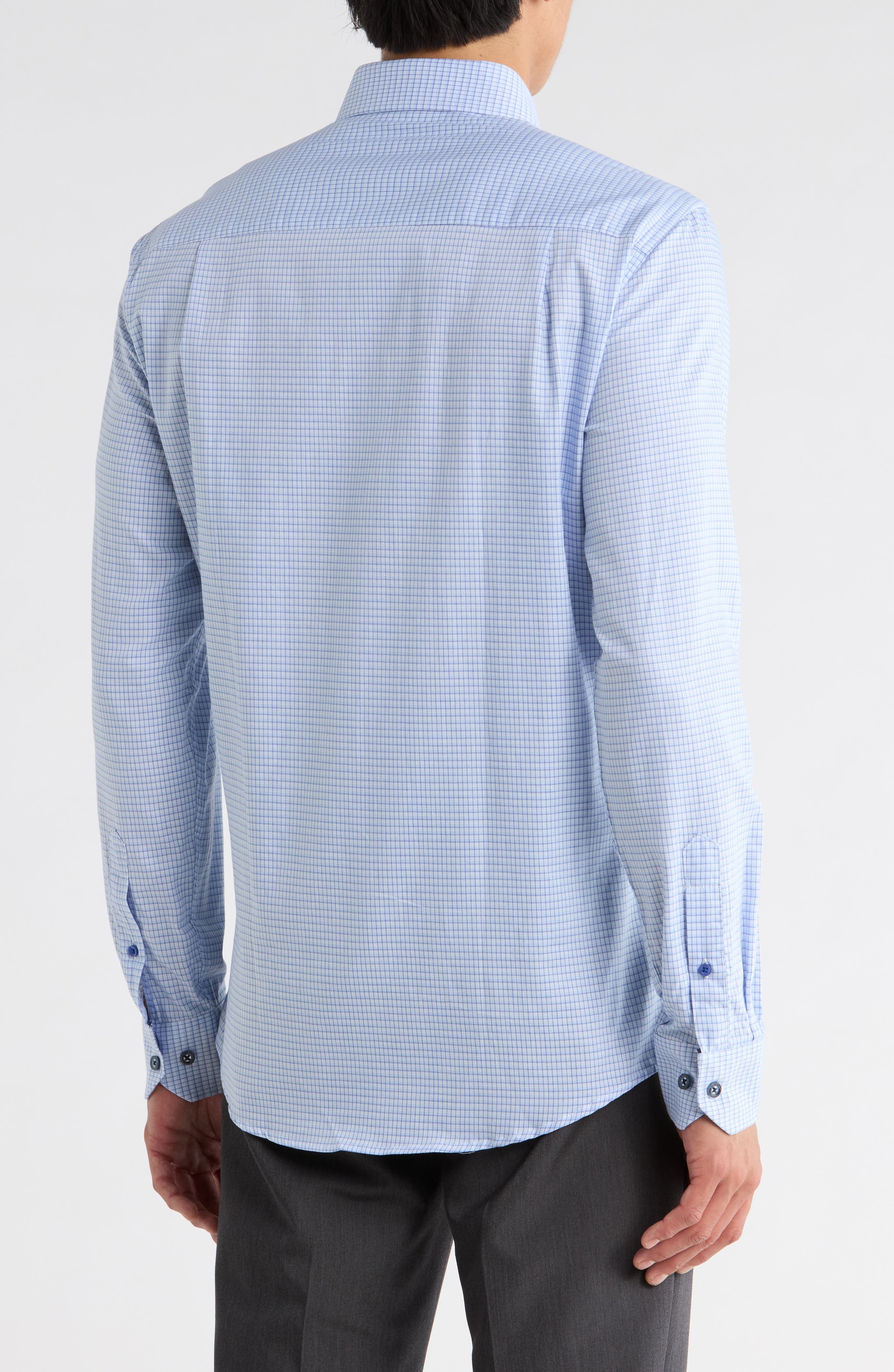 Duchamp Slim Fit Check Stretch Cotton Dress Shirt