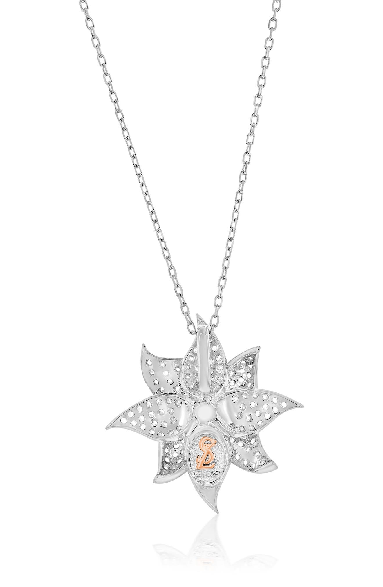 SUZY LEVIAN Rose Pavé Cubic Zirconia Flower Pendant Necklace