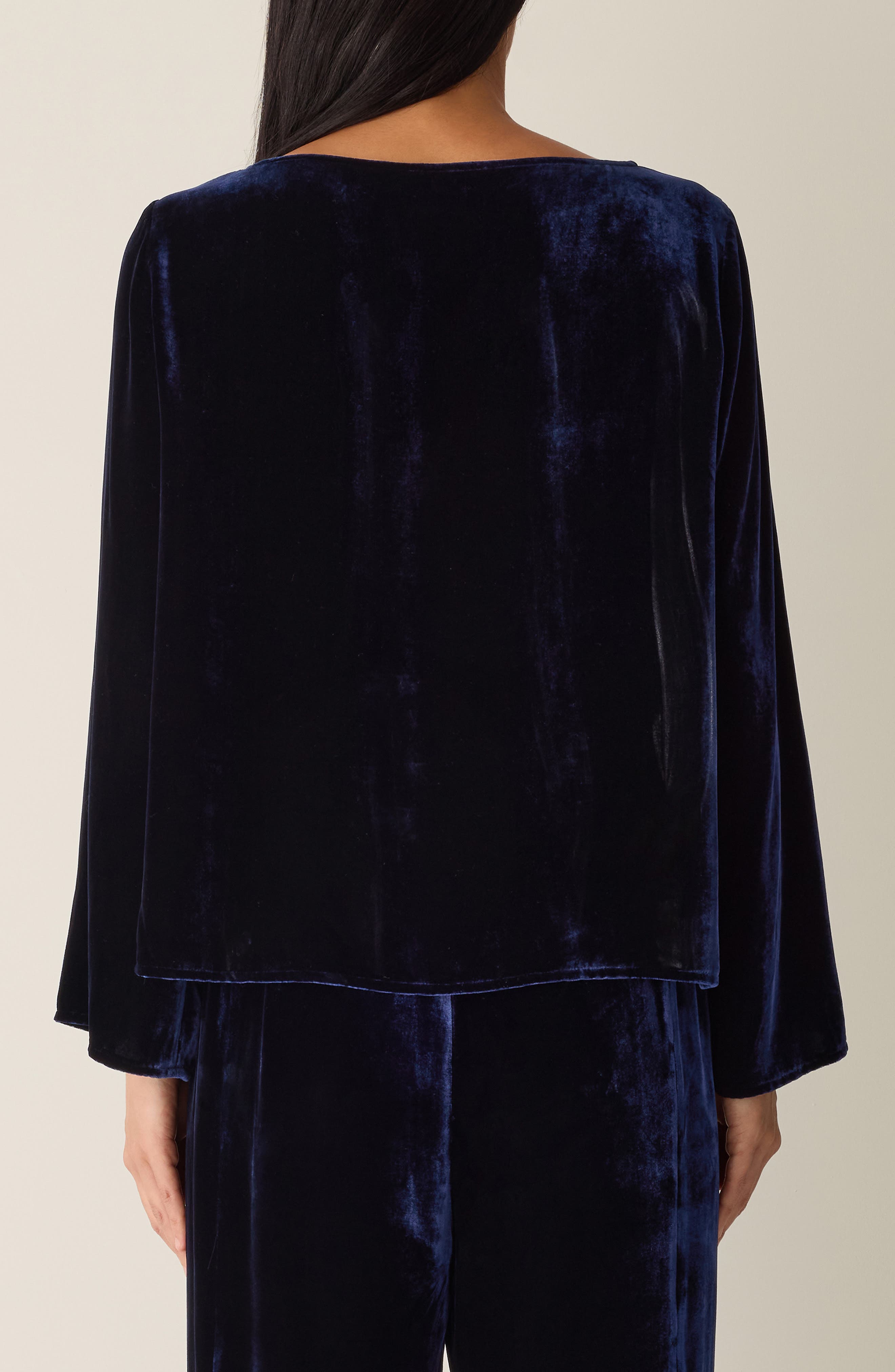 Eileen Fisher Ballet Neck Flare Sleeve Velvet Top