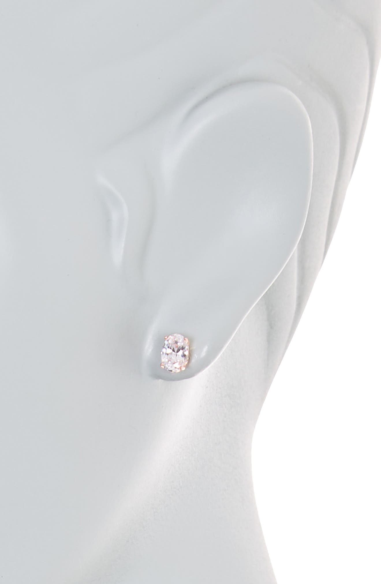 SUZY LEVIAN Rose Gold Plated Oval CZ Stud Earrings