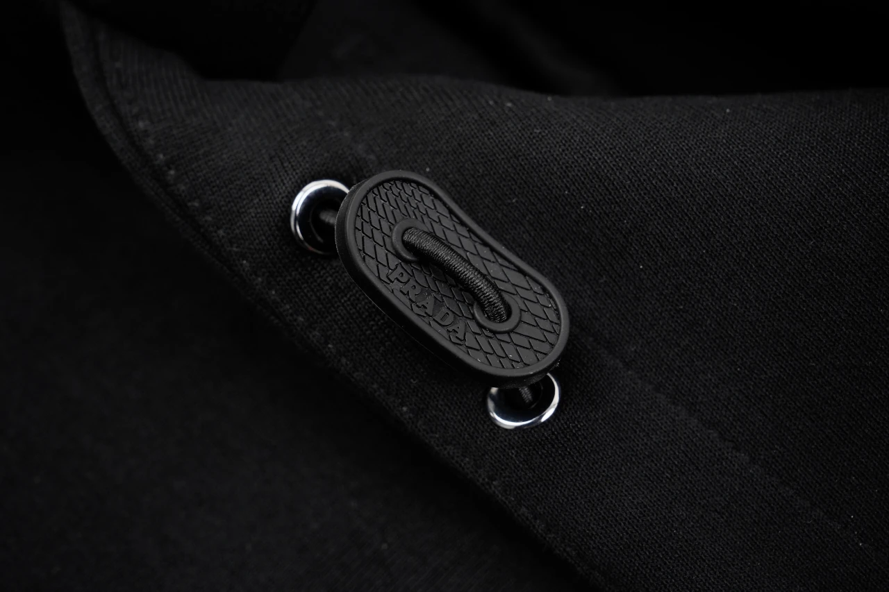 Prada Black Hoodie with Leather Triangle Logo product photo from LabelPicks