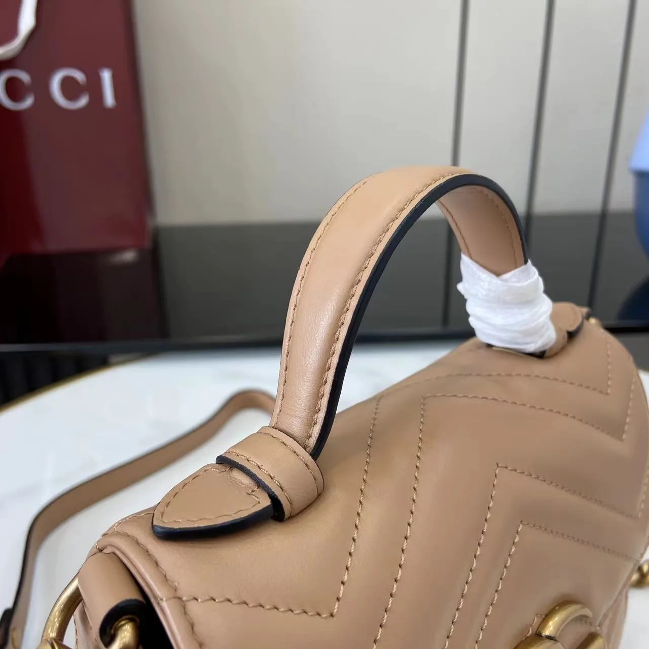 Gucci Beige Marmont GG Supreme Canvas Top Handle Bag product photo from LabelPicks