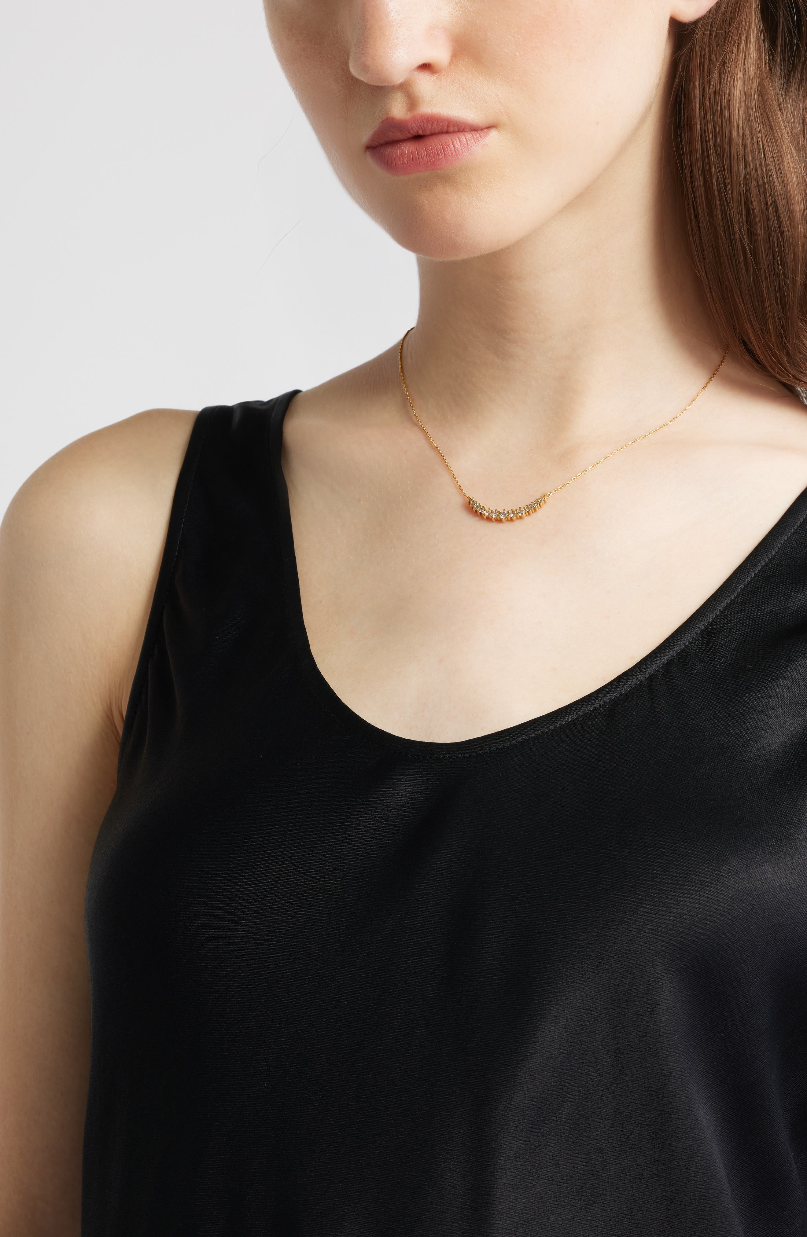 Nordstrom Waterproof Cubic Zirconia Bar Necklace