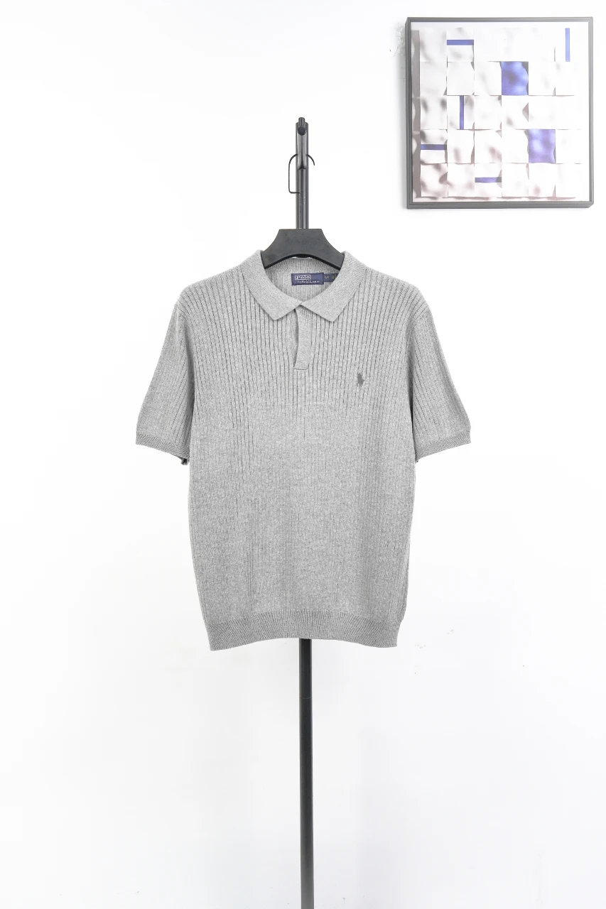 Ralph Lauren Grey Pony Embroidered Knit Short Sleeve Polo Shirt product photo from LabelPicks