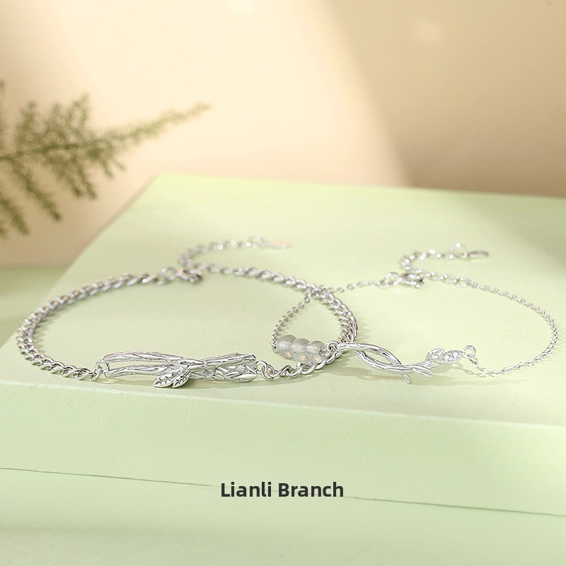 Forest-themed original sterling silver couple bracelets, featuring a unique design, a touch of luxury, and a branch motif, making them popular among online influencers