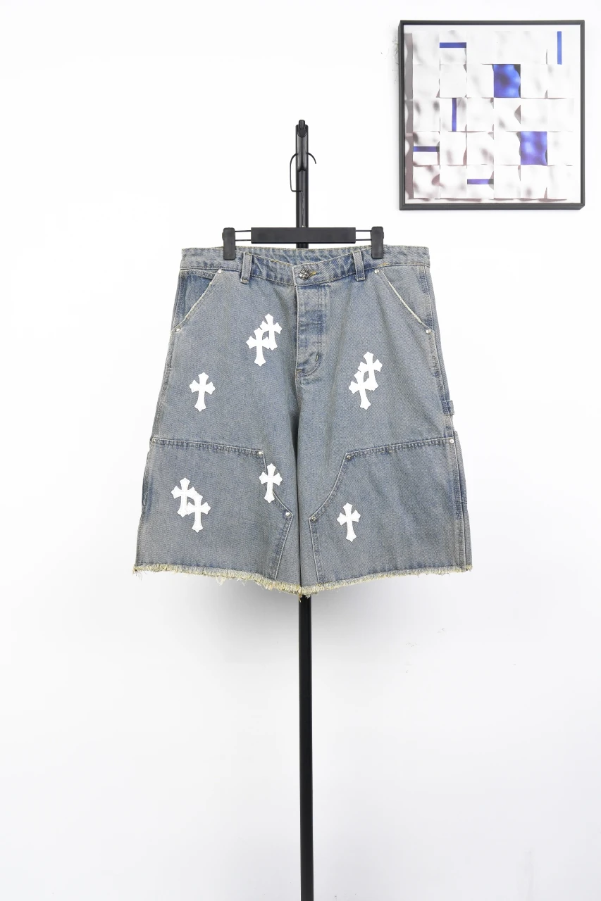 Chrome Hearts Light Blue White Cross Patch Denim Shorts product photo from LabelPicks