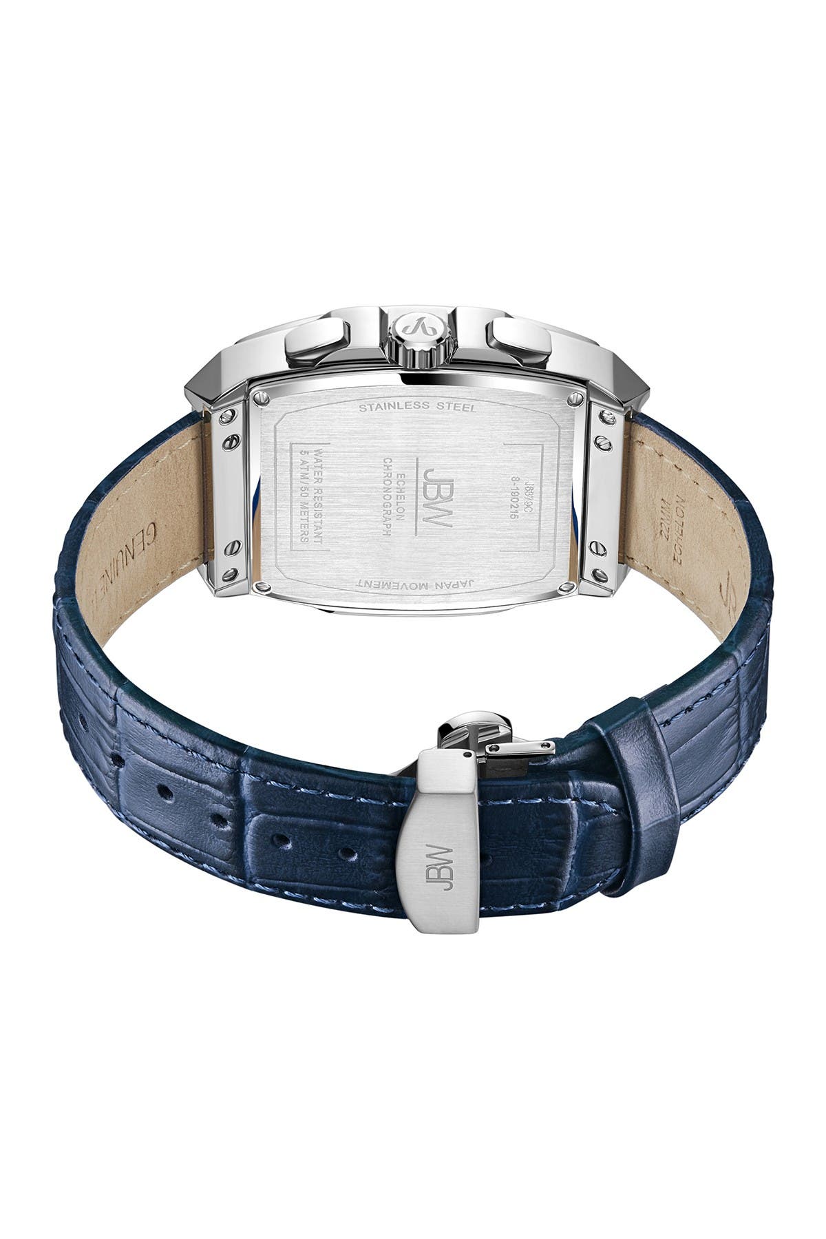 JBW Men's Echelon Diamond Chronograph Croc Embossed Leather Strap Watch, 41mm