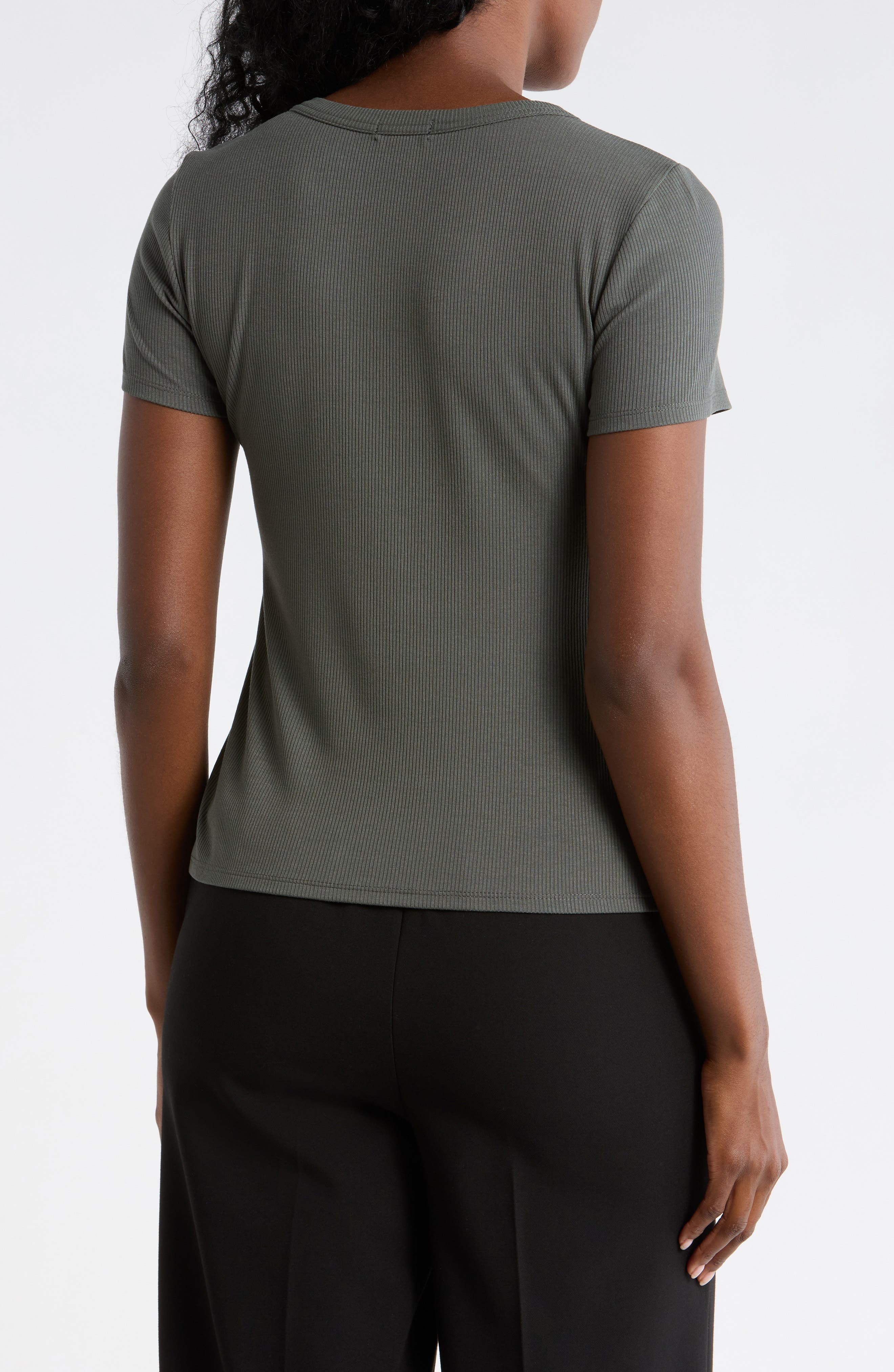 Halogen® Rib Knit Jersey T-Shirt