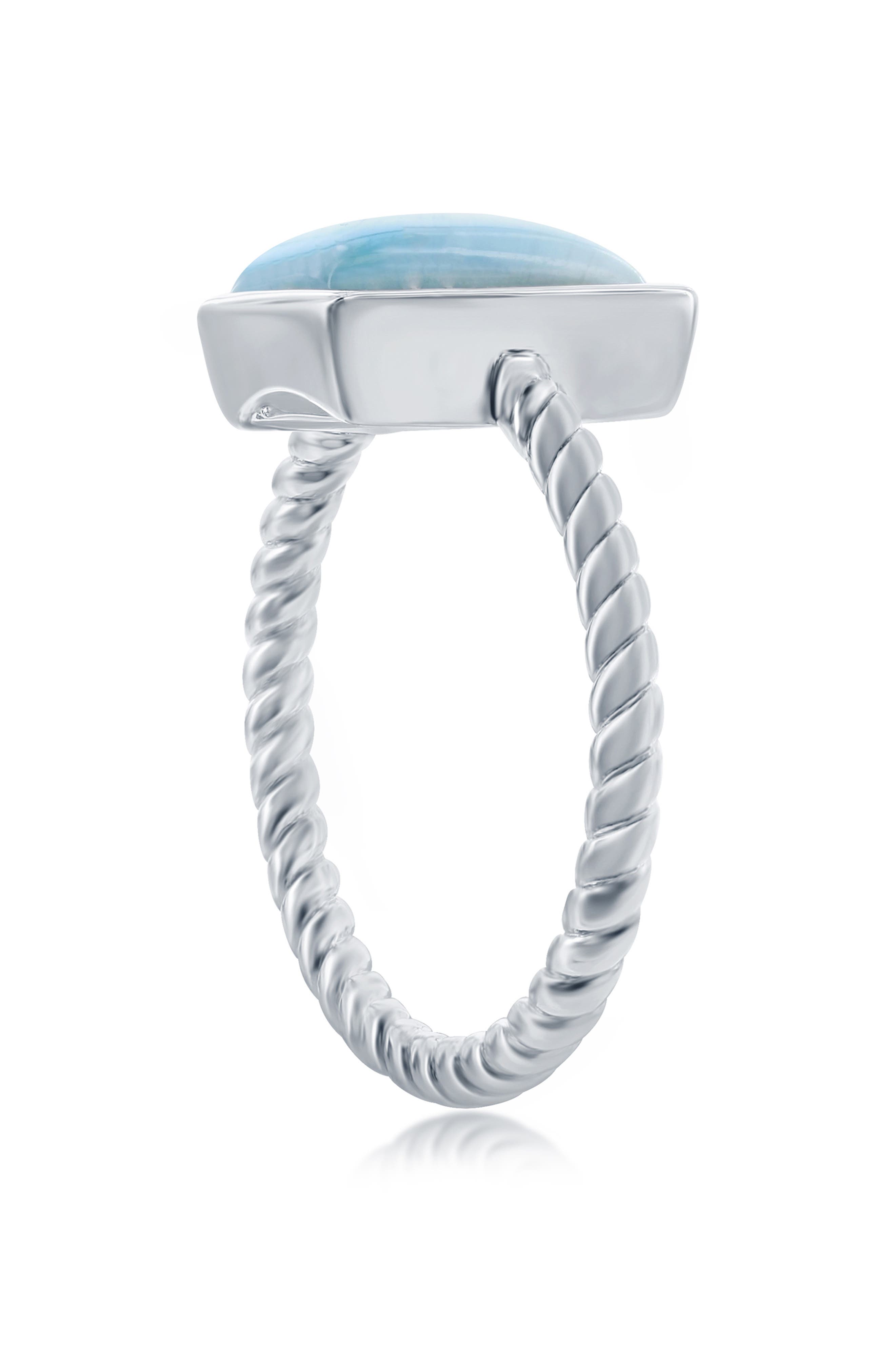 SIMONA Sterling Silver Rectangle Larimar Ring