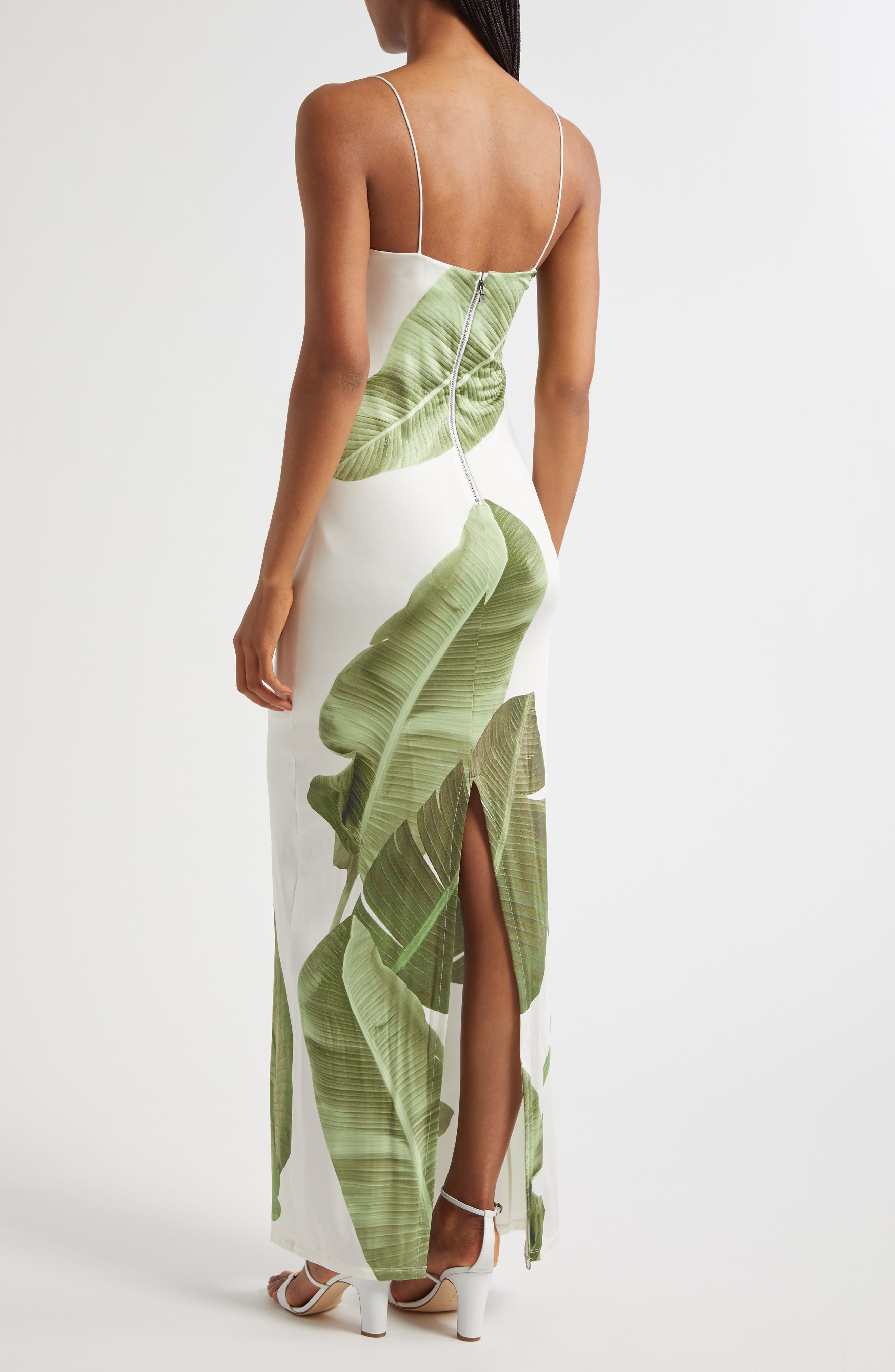 Alice + Olivia Fifi Palm Column Maxi Dress