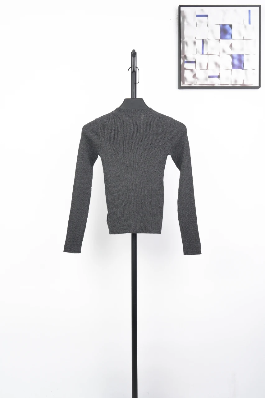 Prada Charcoal Recycled Silk Logo Jacquard Slim Knit Sweater product photo from LabelPicks