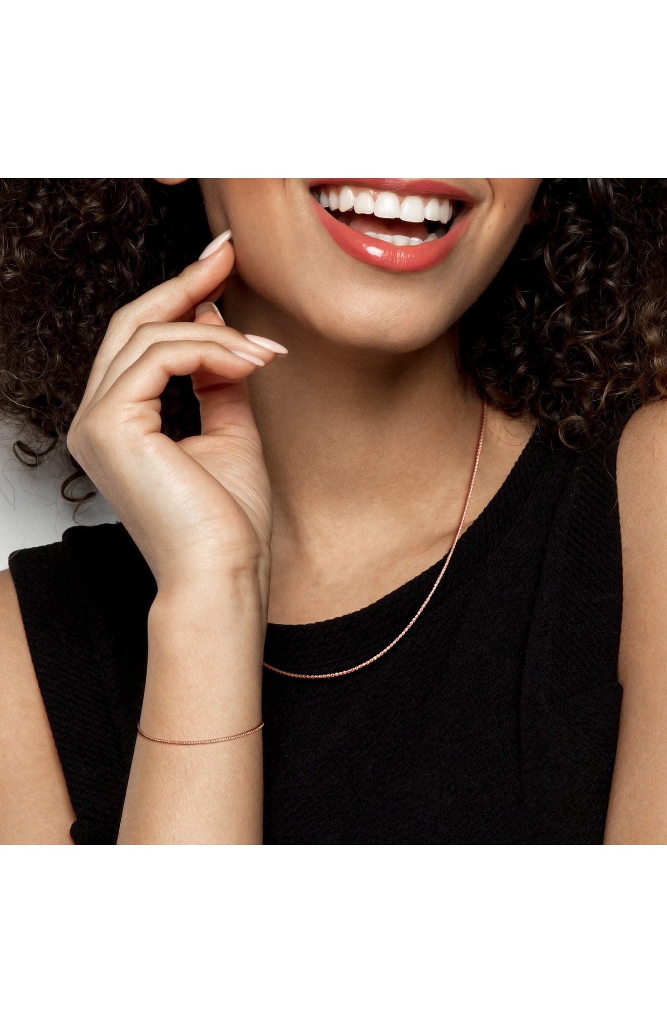 DELMAR 1mm Ball Chain Necklace & Bracelet Set