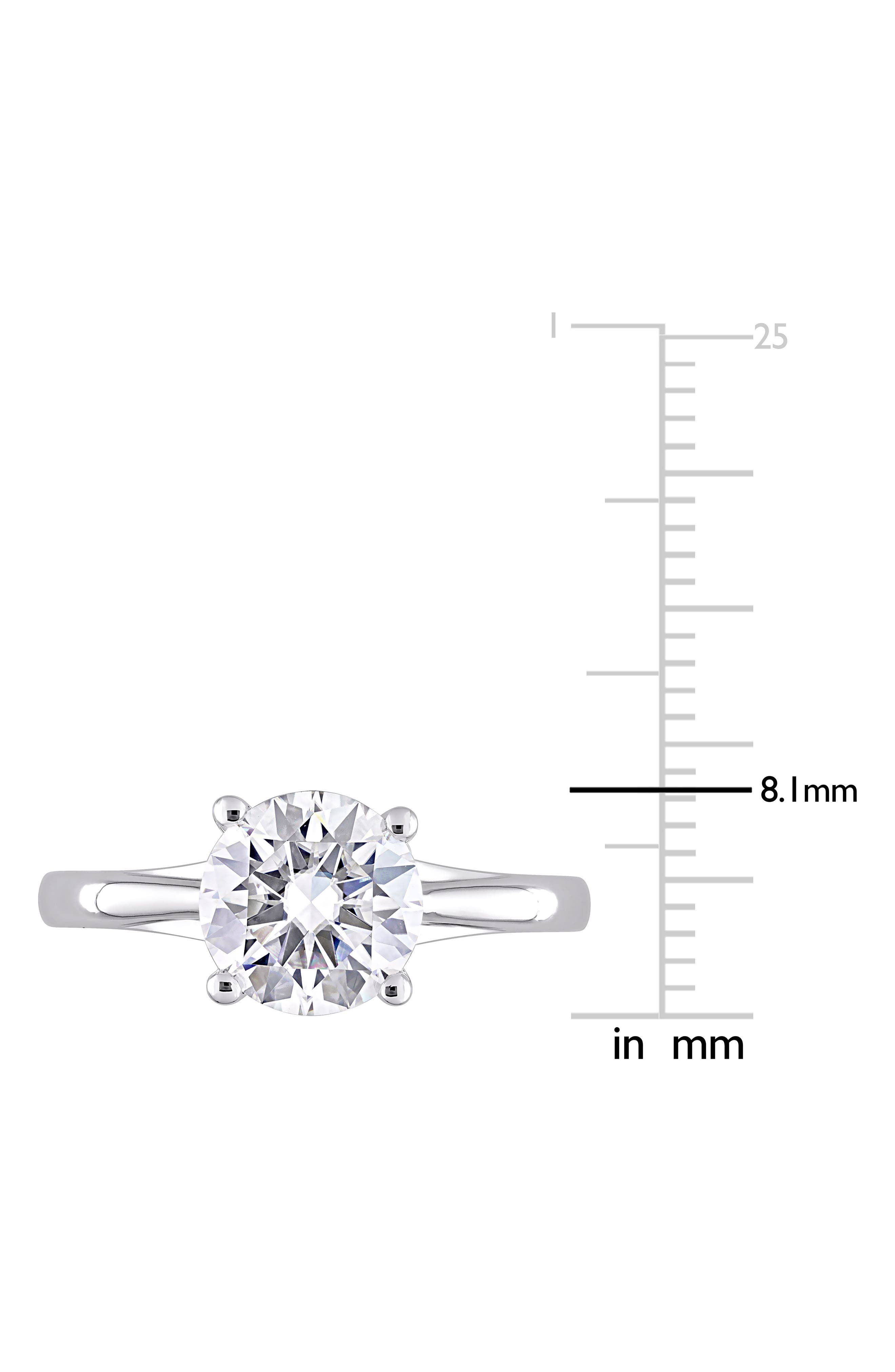 DELMAR 10K White Gold Created Moissanite Engagement Ring