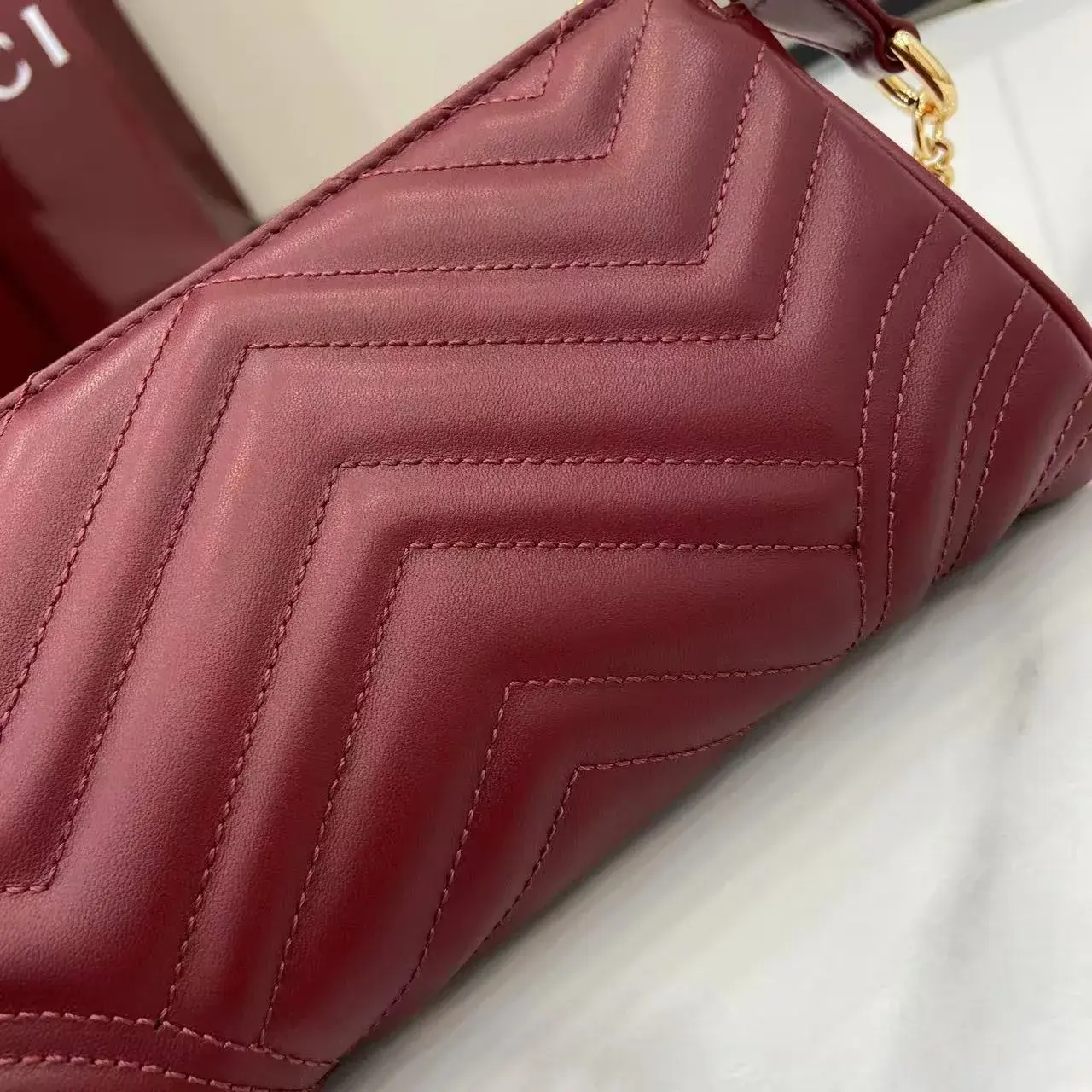 Gucci Red Marmont GG Supreme Canvas Shoulder Bag product photo from LabelPicks