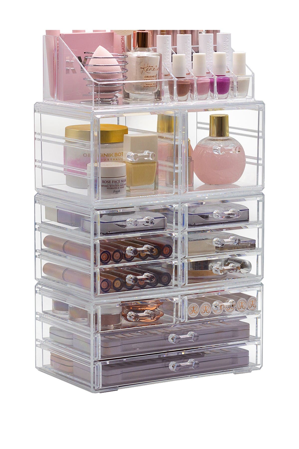 SORBUS Clear Cosmetic Makeup & Jewelry Storage Case 4-Piece Set