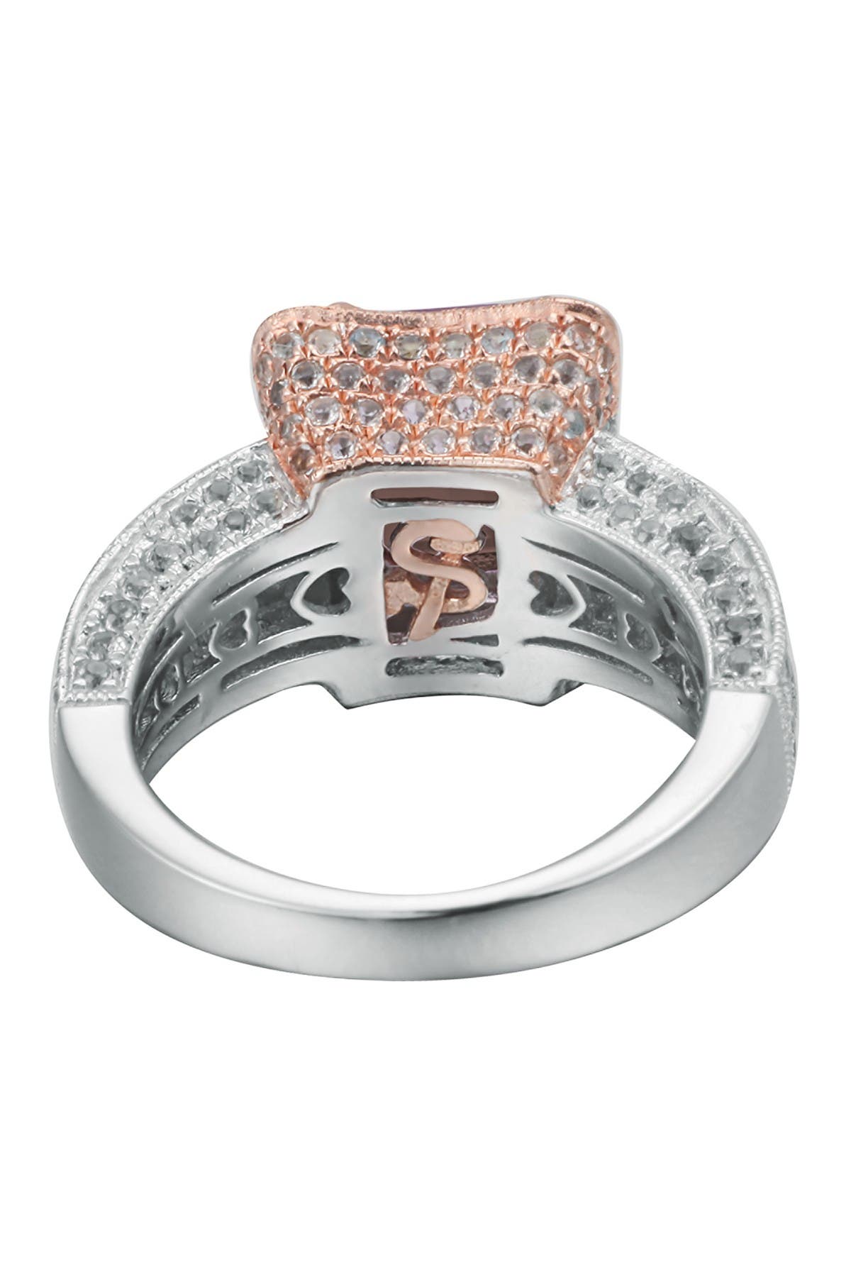 SUZY LEVIAN Two-Tone Sterling Silver Smoky Quartz & White Topaz Ring