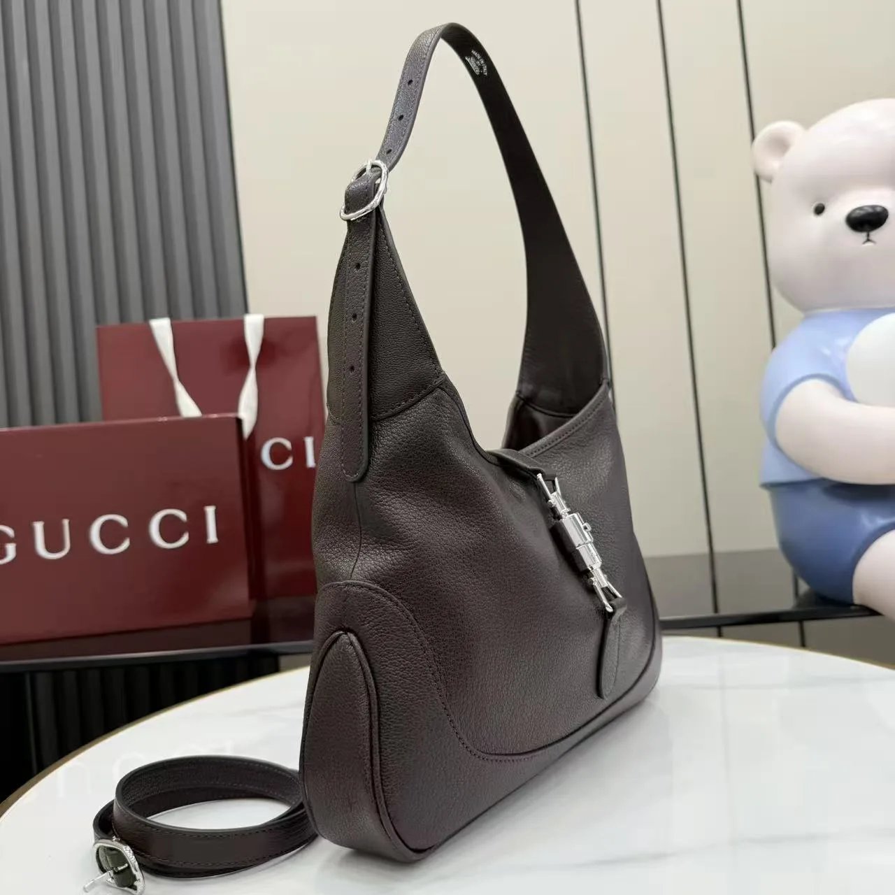 Gucci Brown Jackie Grained Leather Shoulder Bag product photo from LabelPicks